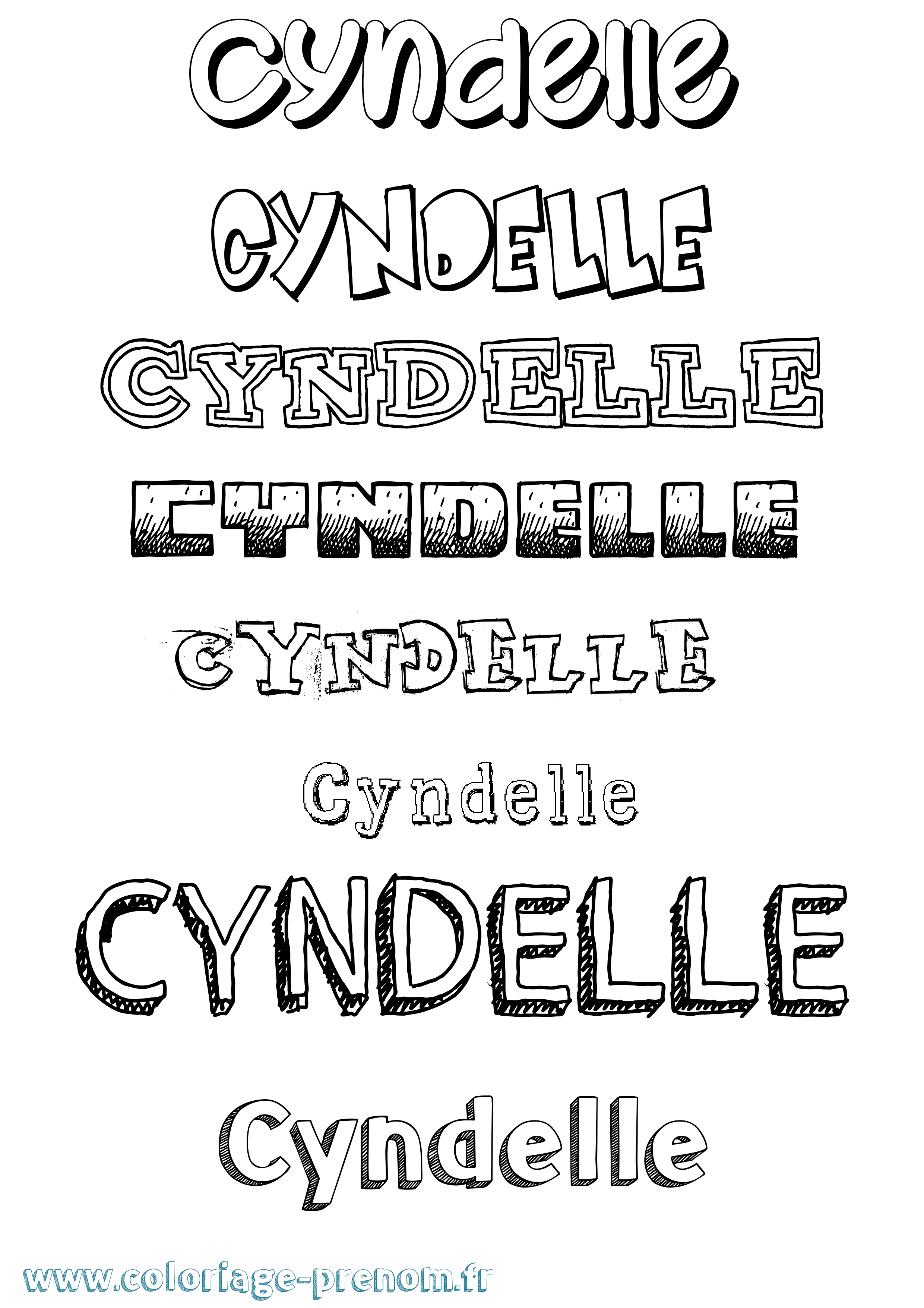 Coloriage Cyndelle Dessiné Coloriage prénom Cyndelle Dessiné