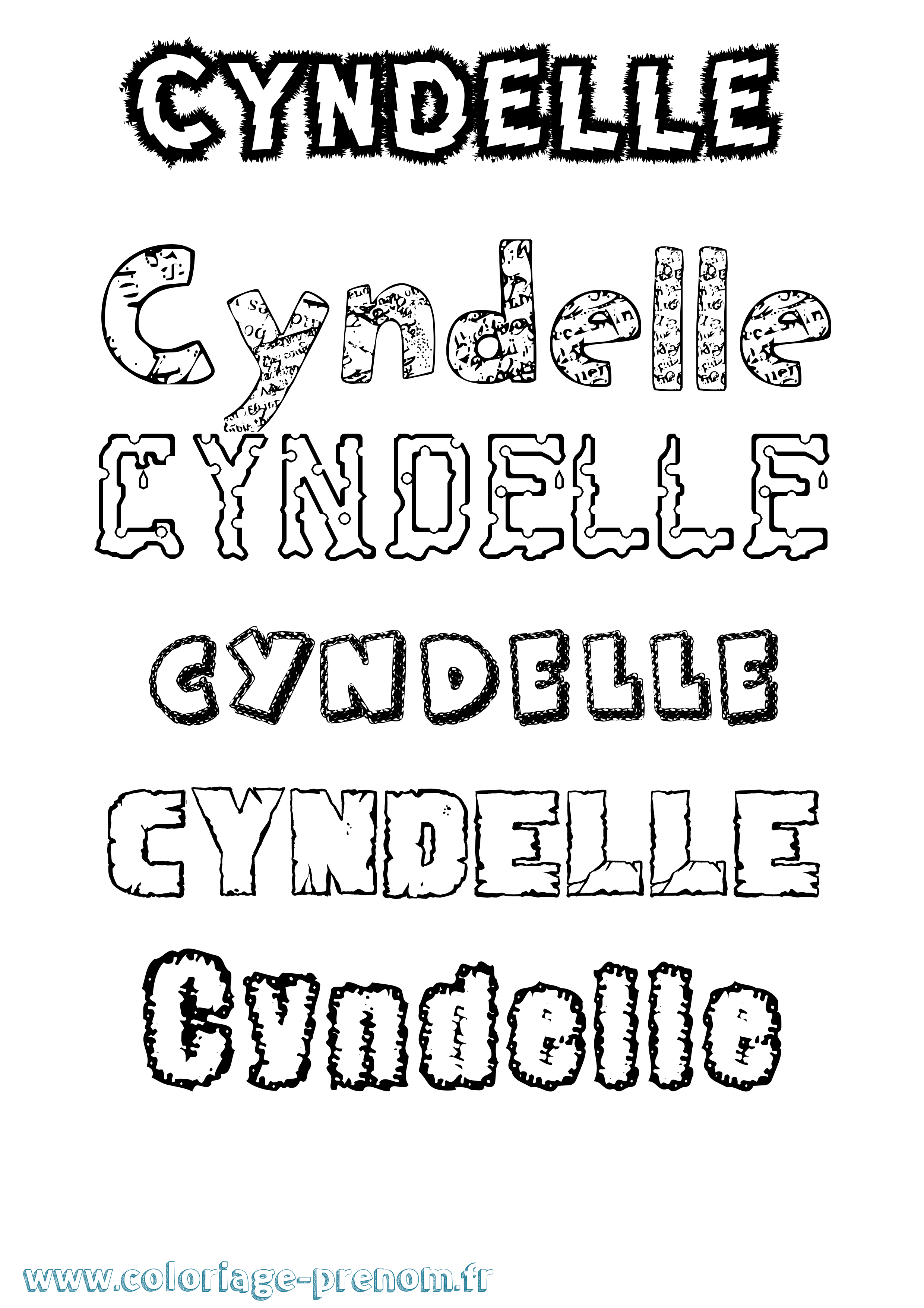 Coloriage Cyndelle Destructuré Coloriage prénom Cyndelle Destructuré