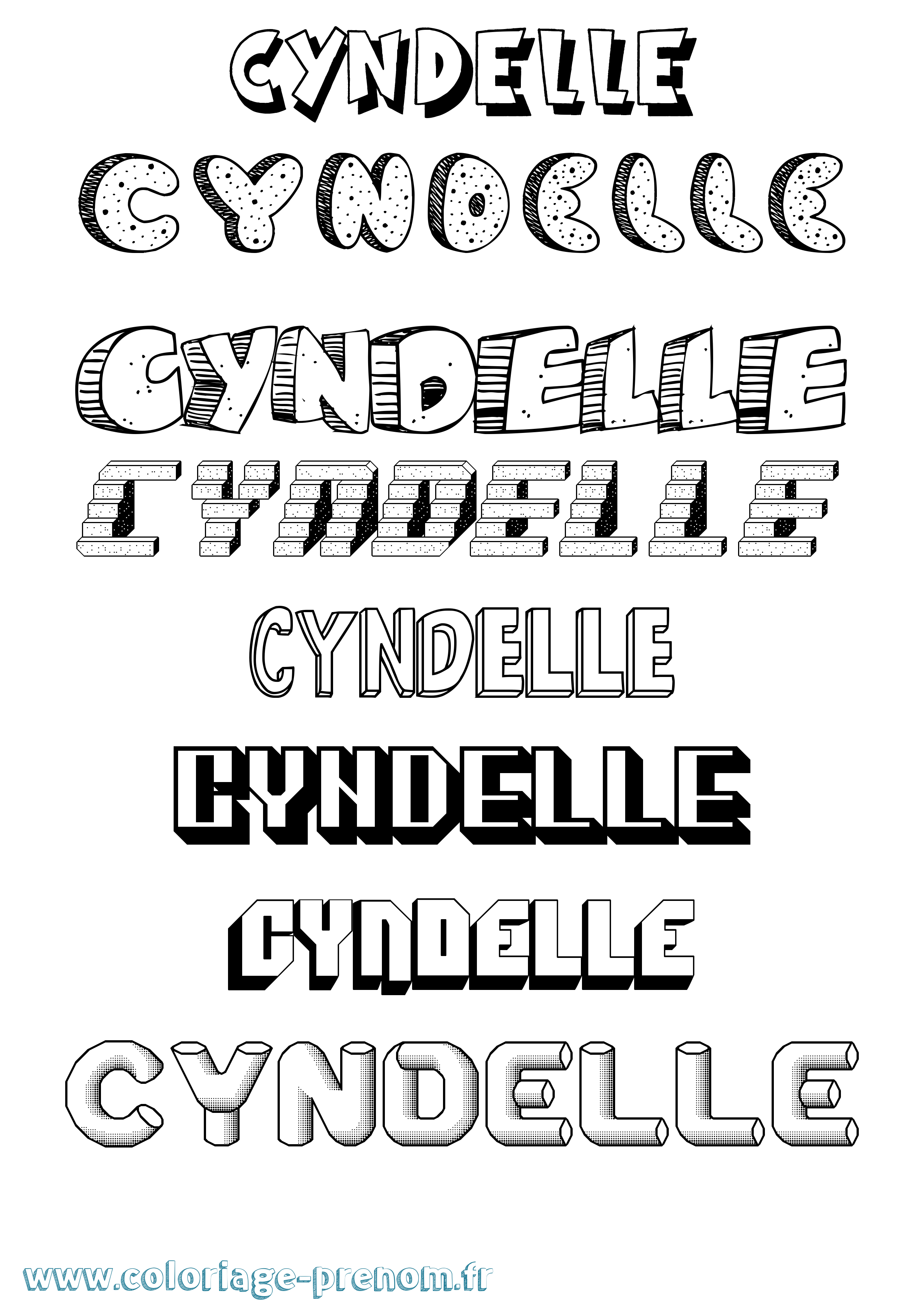 Coloriage Cyndelle Effet 3D Coloriage prénom Cyndelle Effet 3D