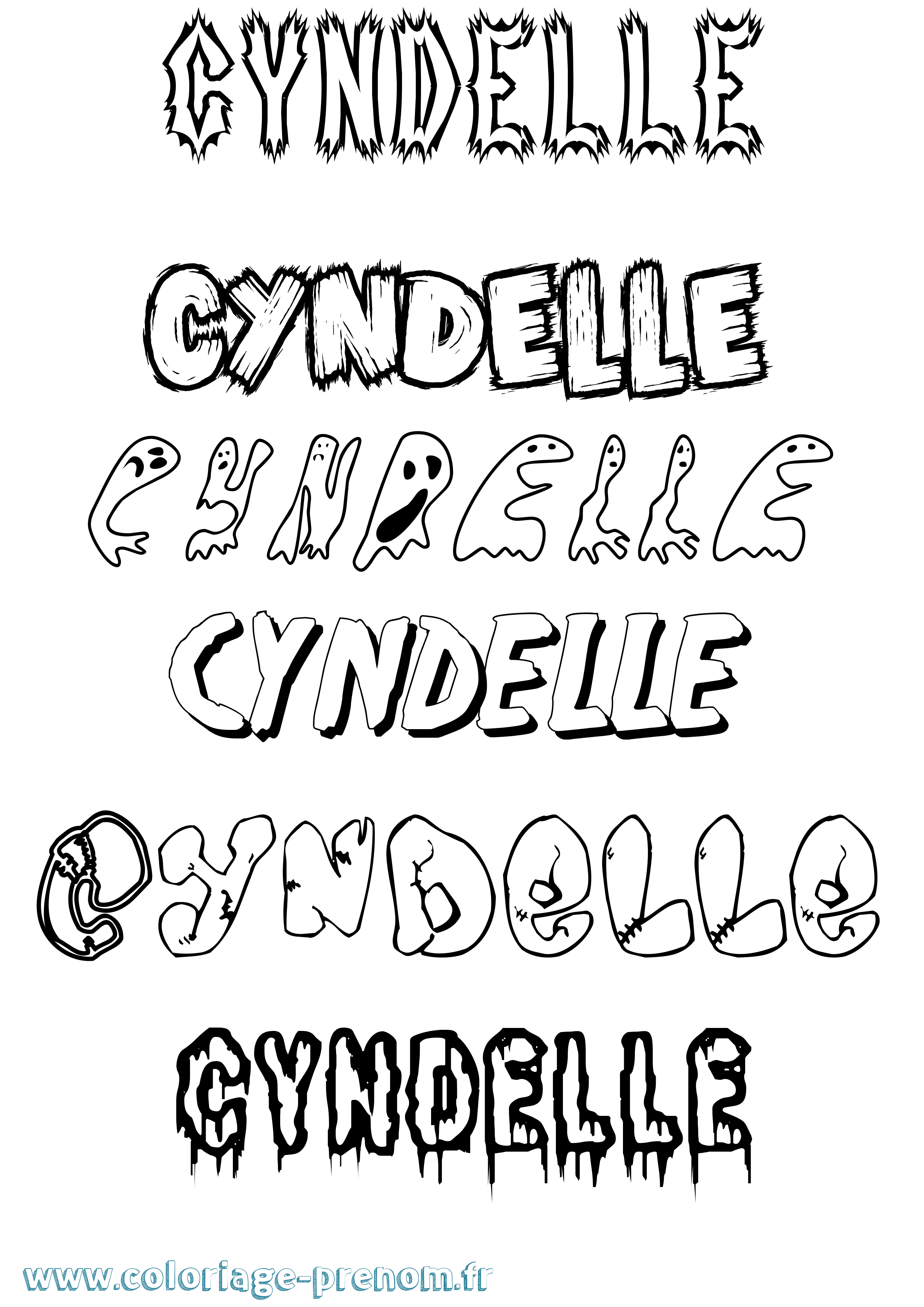 Coloriage Cyndelle Frisson Coloriage prénom Cyndelle Frisson