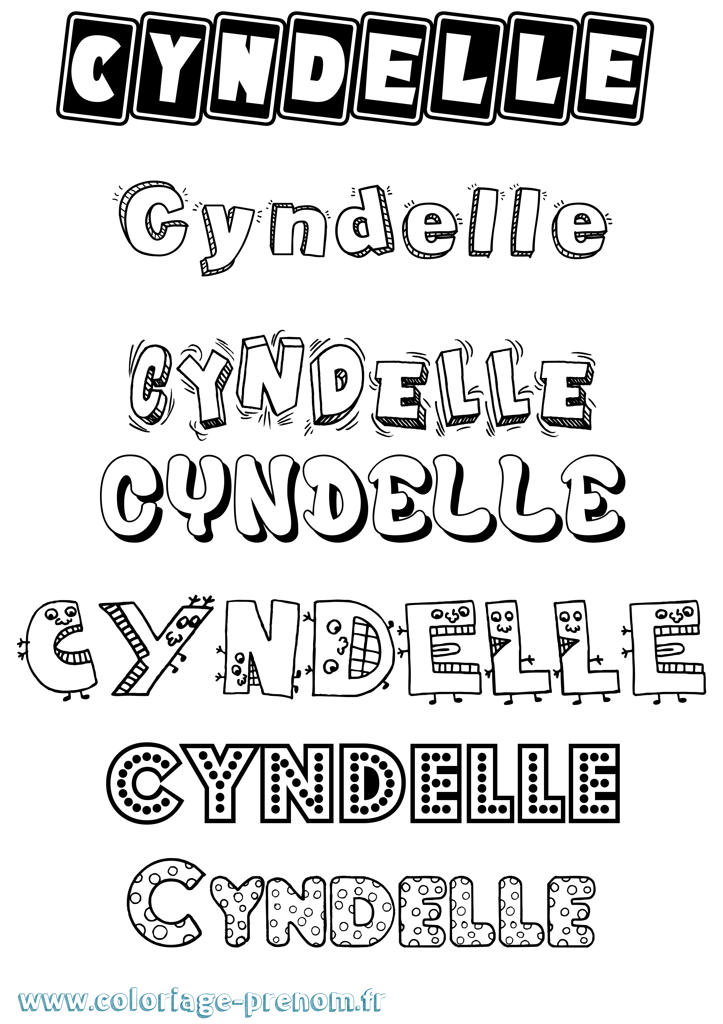 Coloriage Cyndelle Fun Coloriage prénom Cyndelle Fun