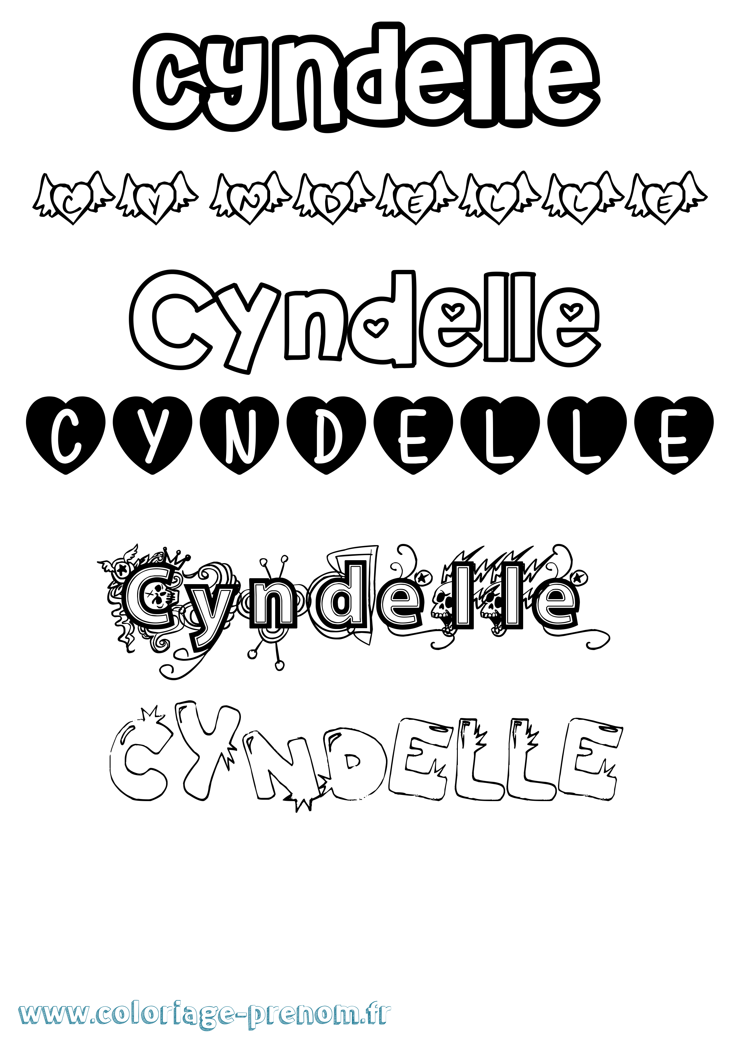 Coloriage Cyndelle Girly Coloriage prénom Cyndelle Girly