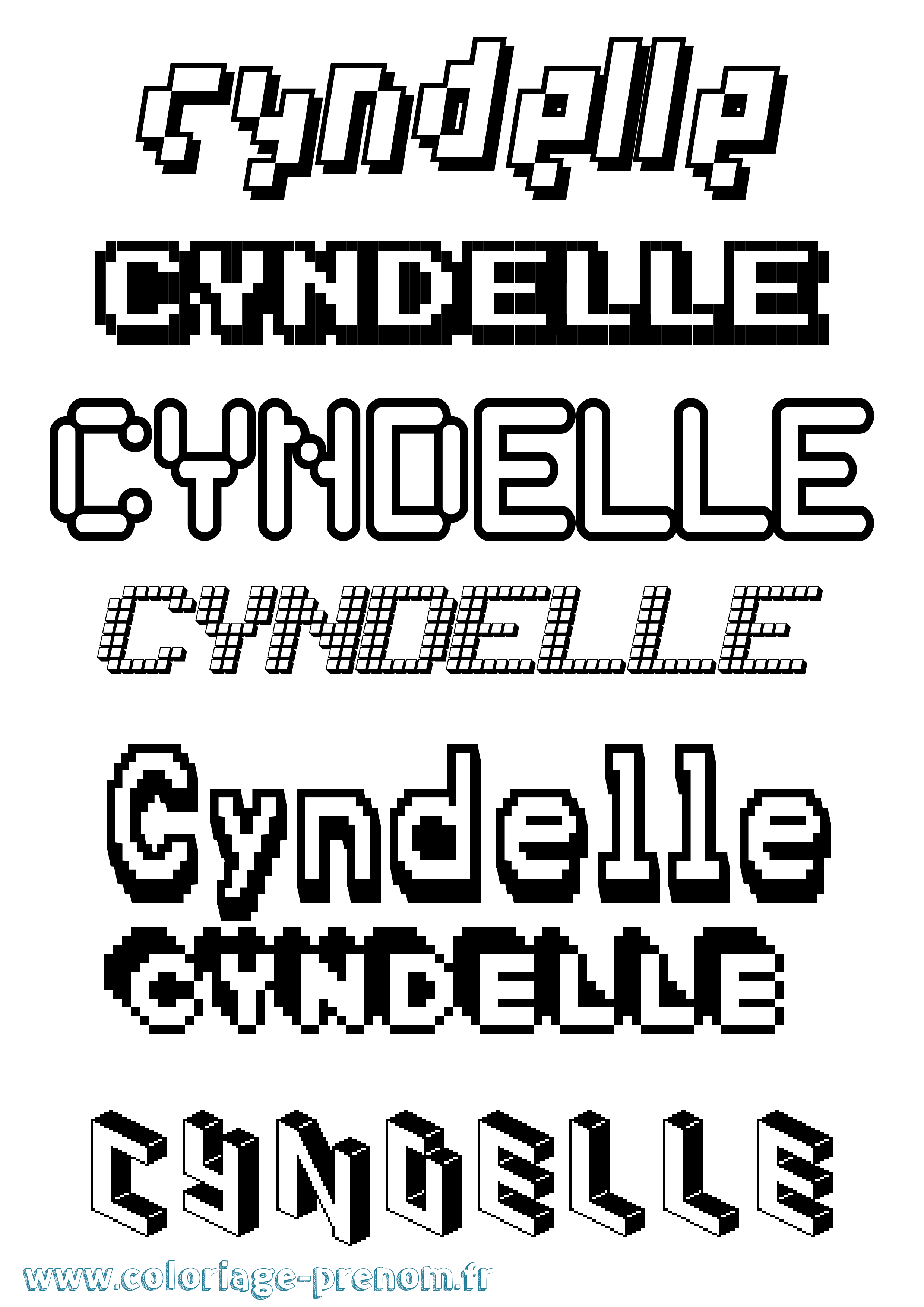 Coloriage Cyndelle Pixel Coloriage prénom Cyndelle Pixel