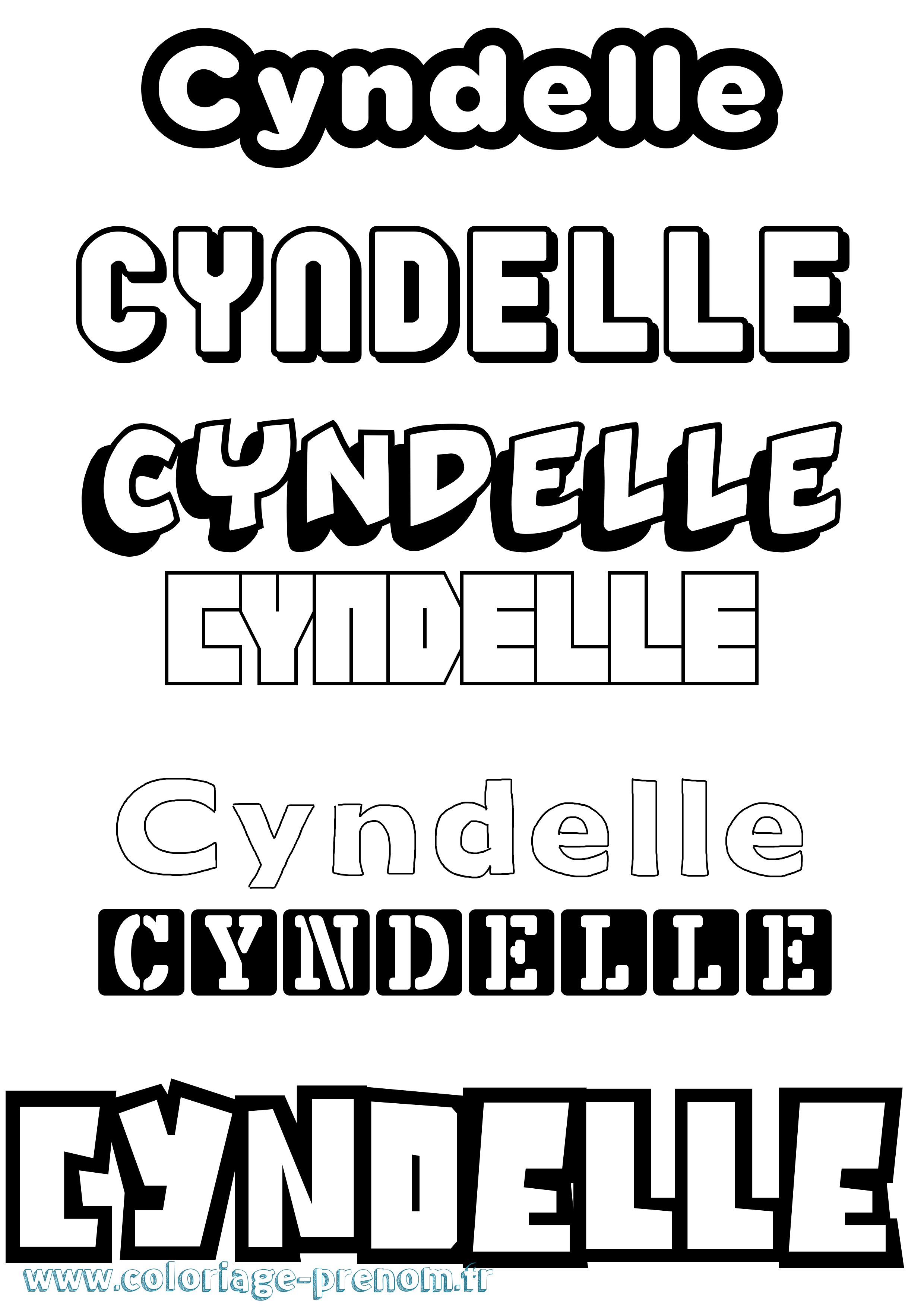 Coloriage Cyndelle Simple Coloriage prénom Cyndelle Simple