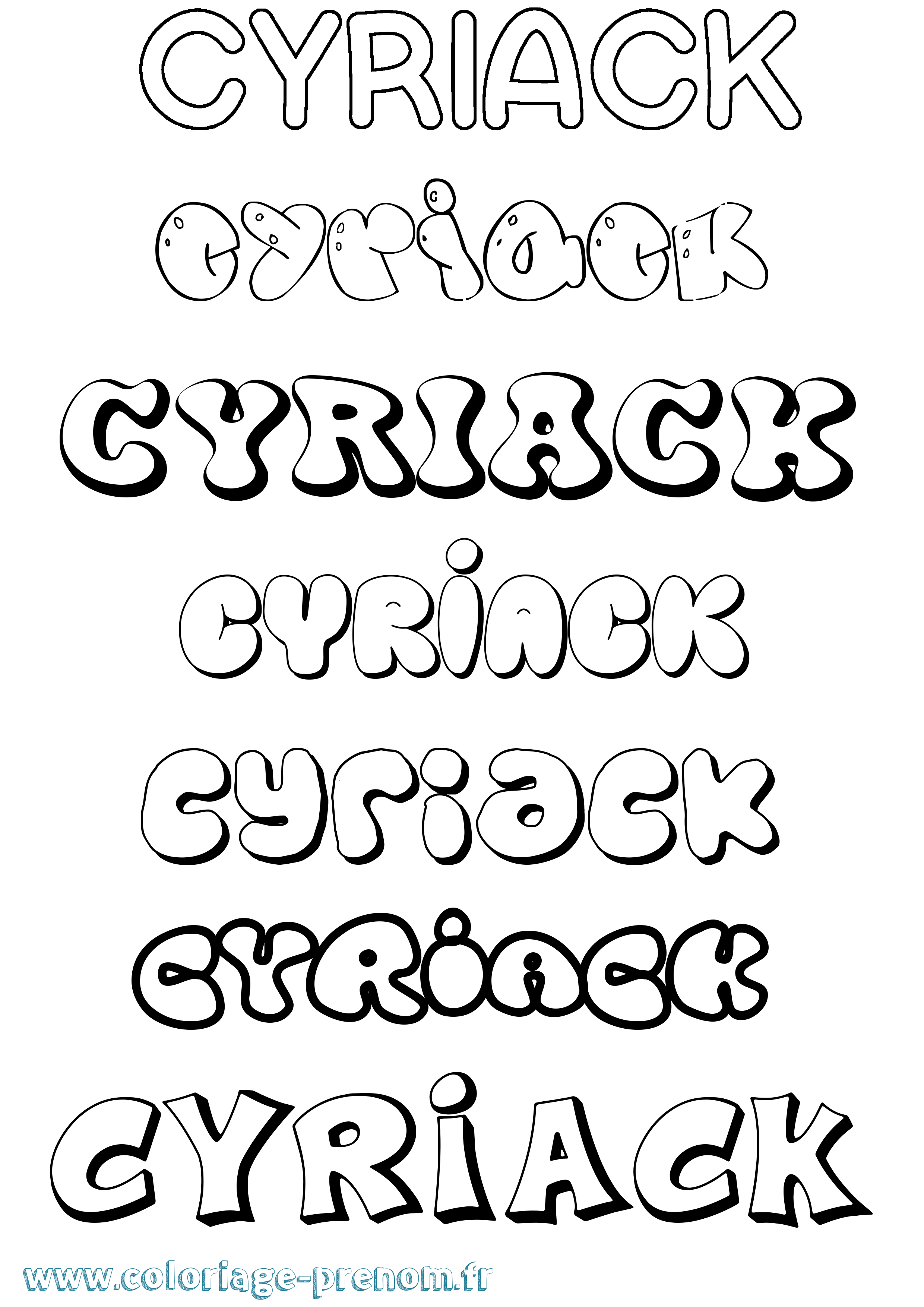 Coloriage Cyriack Bubble Coloriage prénom Cyriack Bubble