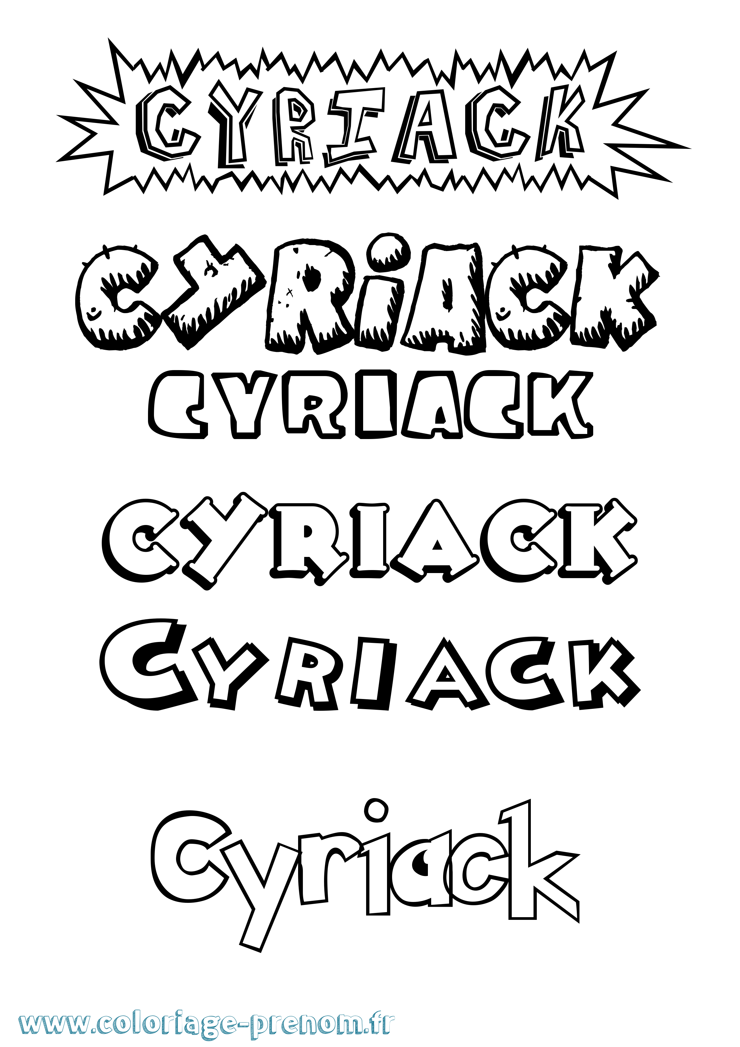 Coloriage Cyriack Dessin Animé Coloriage prénom Cyriack Dessin Animé