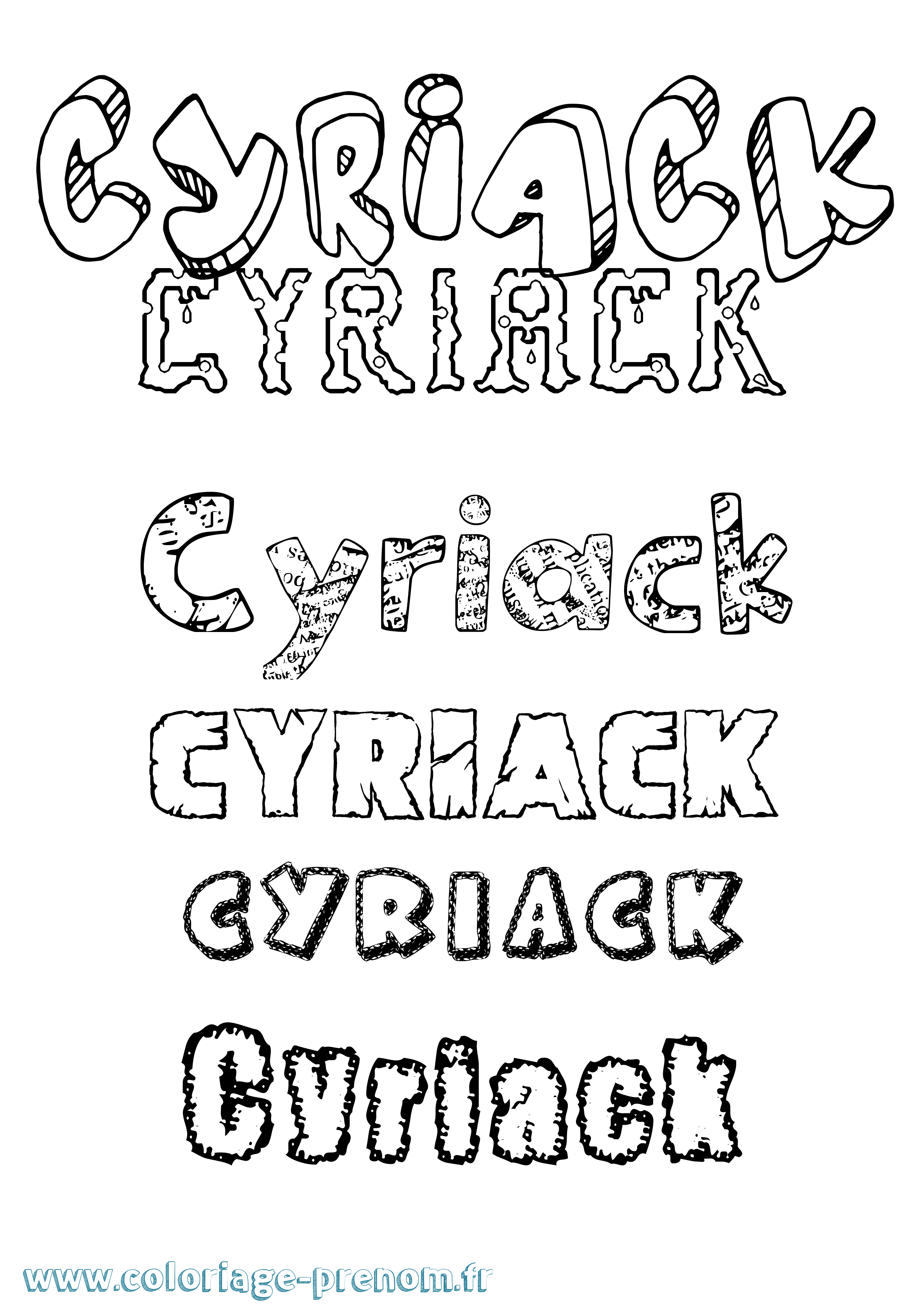 Coloriage Cyriack Destructuré Coloriage prénom Cyriack Destructuré