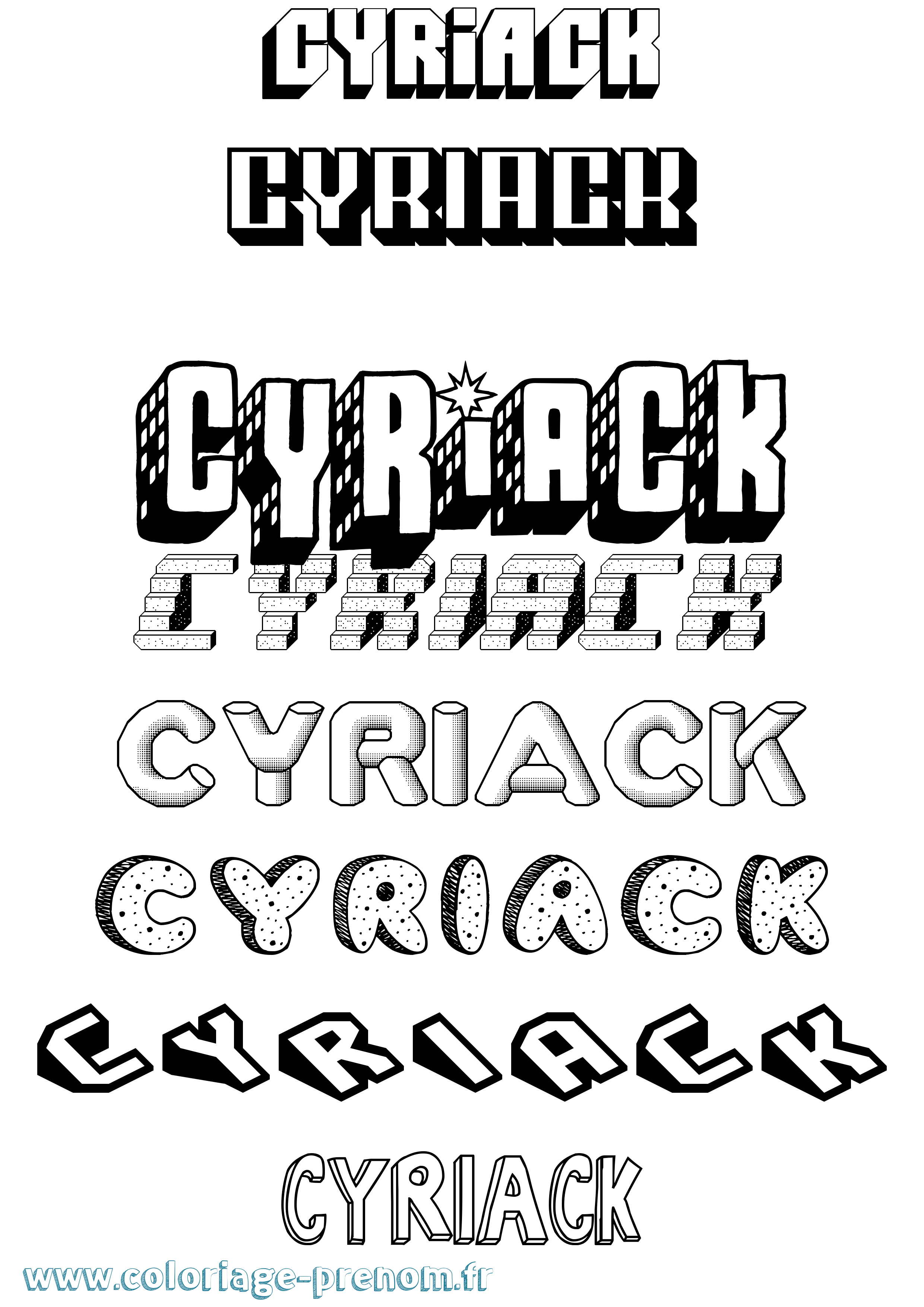 Coloriage Cyriack Effet 3D Coloriage prénom Cyriack Effet 3D