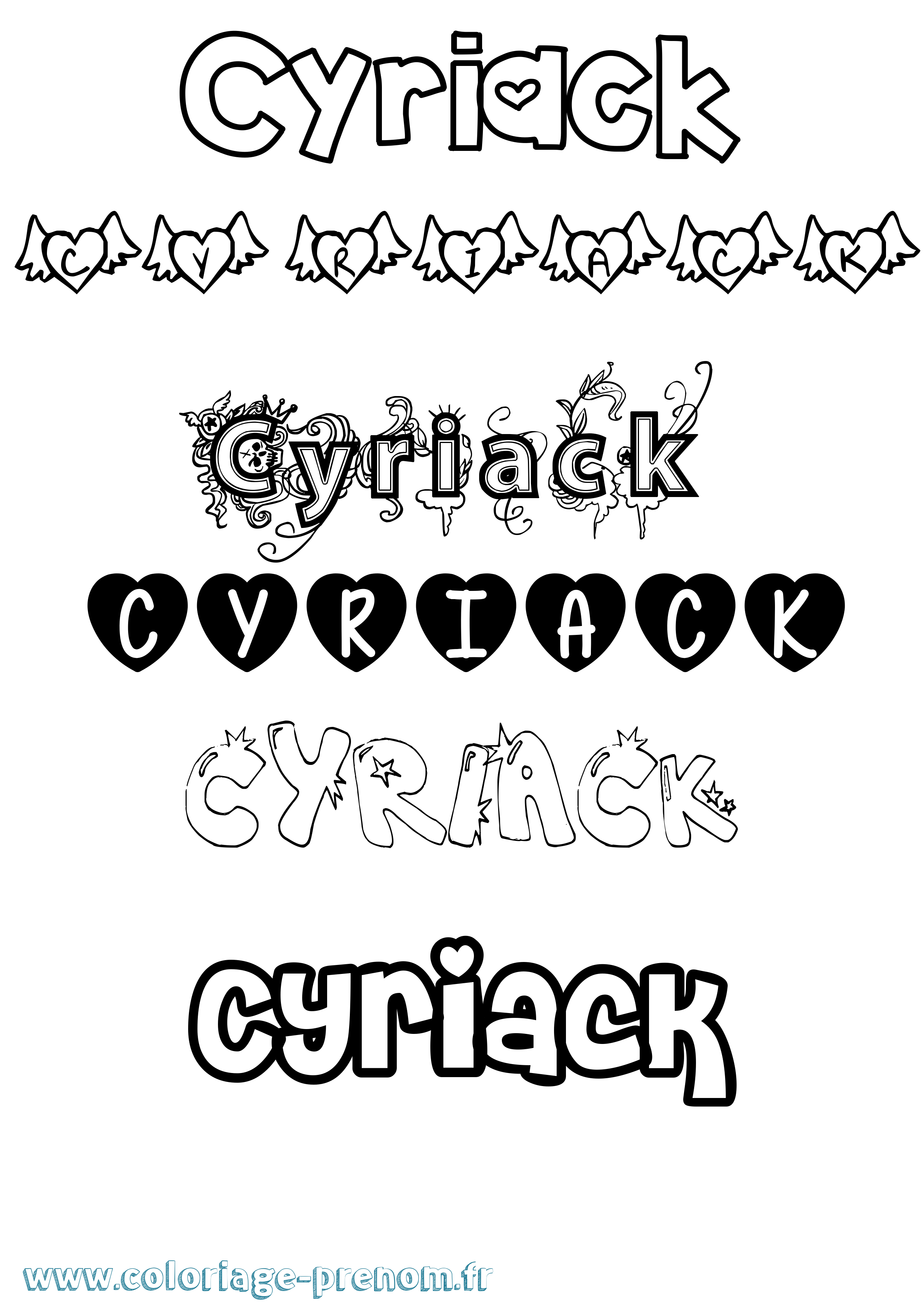Coloriage Cyriack Girly Coloriage prénom Cyriack Girly