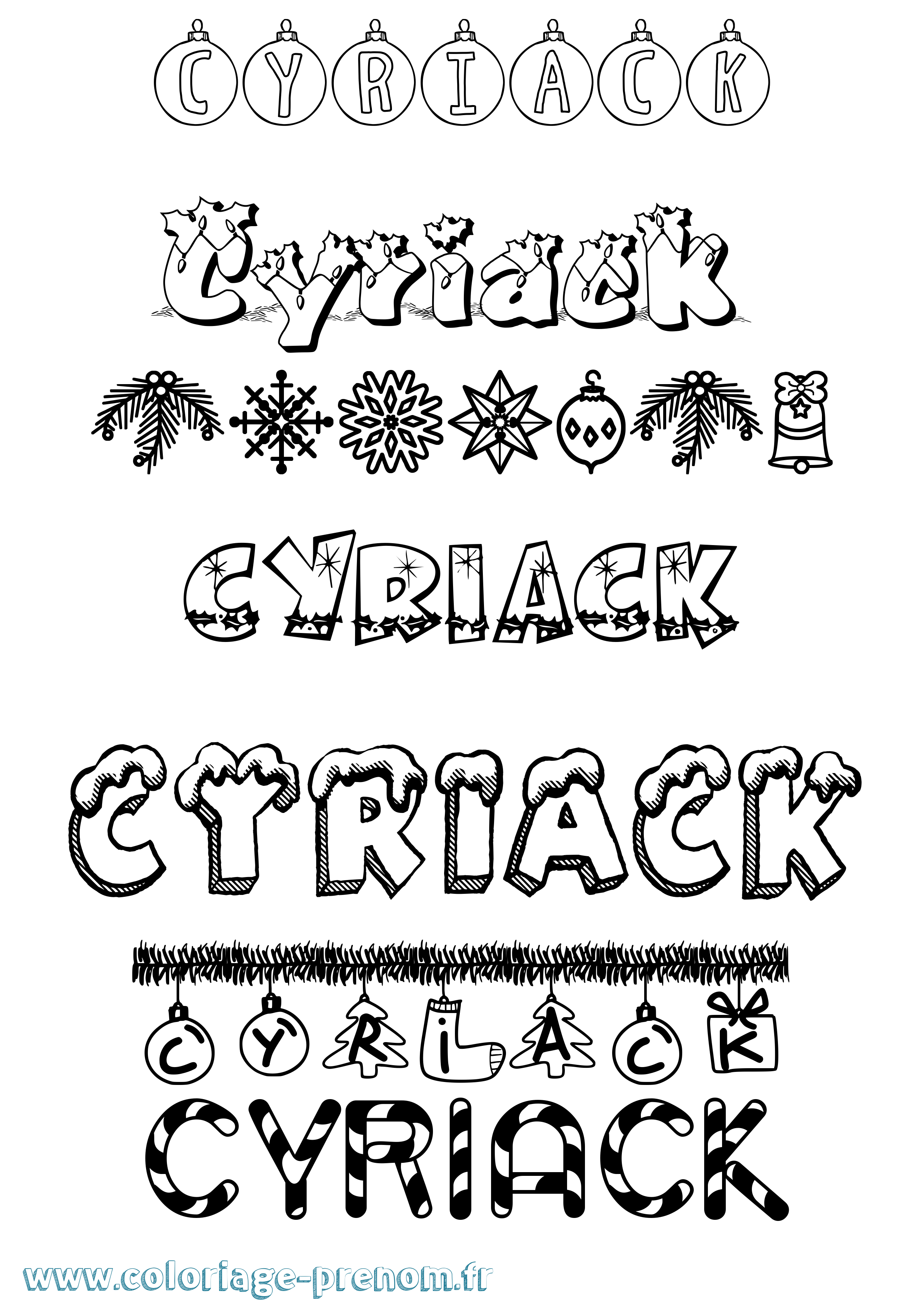 Coloriage Cyriack Noël Coloriage prénom Cyriack Noël