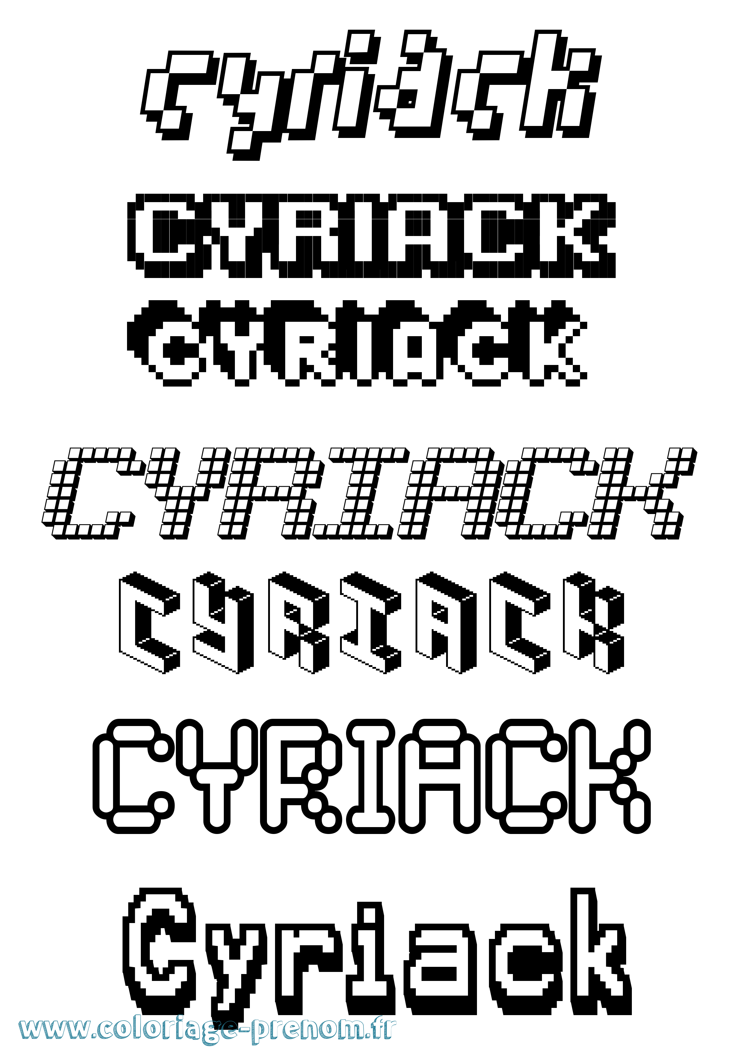 Coloriage Cyriack Pixel Coloriage prénom Cyriack Pixel