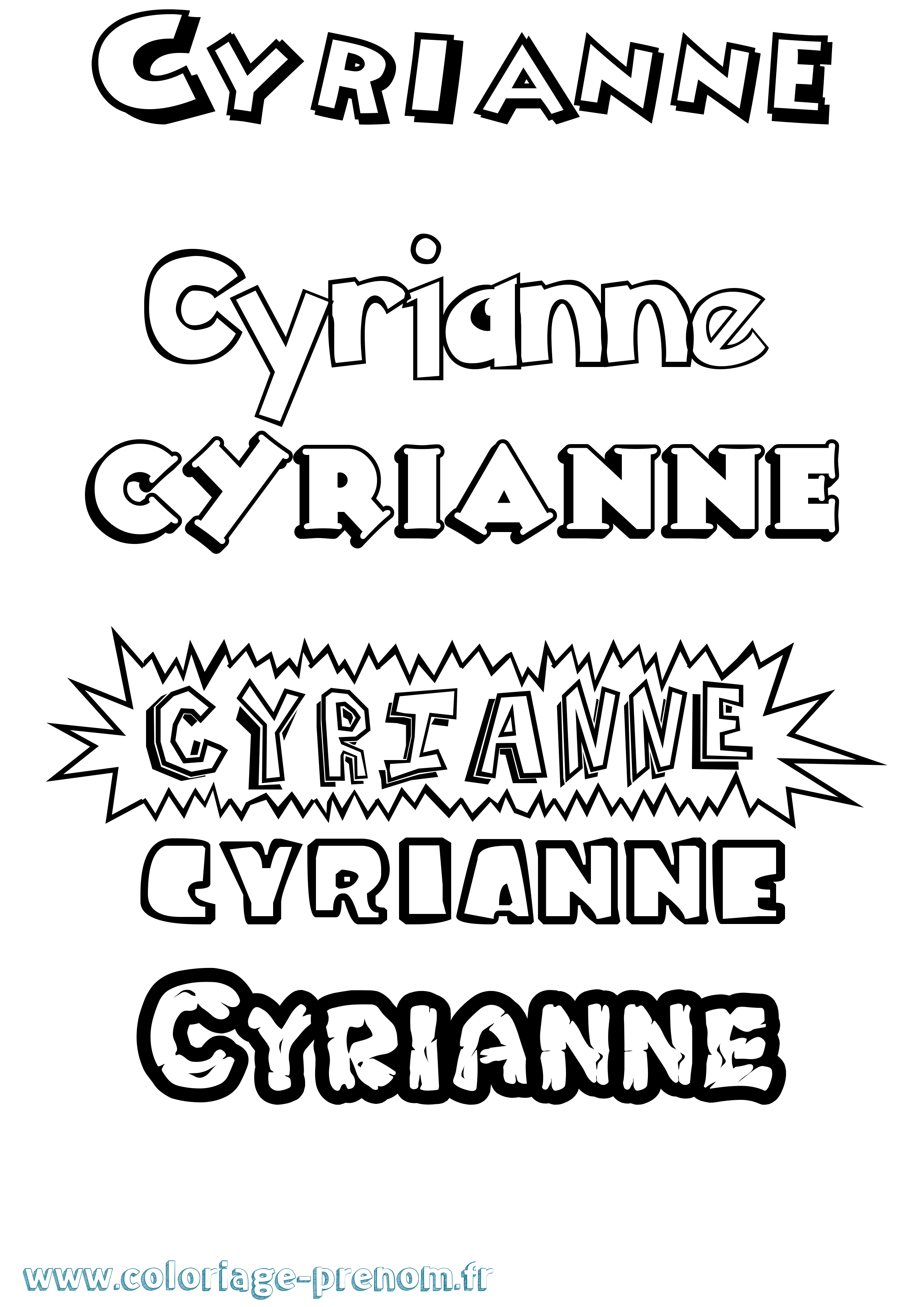 Coloriage Cyrianne Dessin Animé Coloriage prénom Cyrianne Dessin Animé