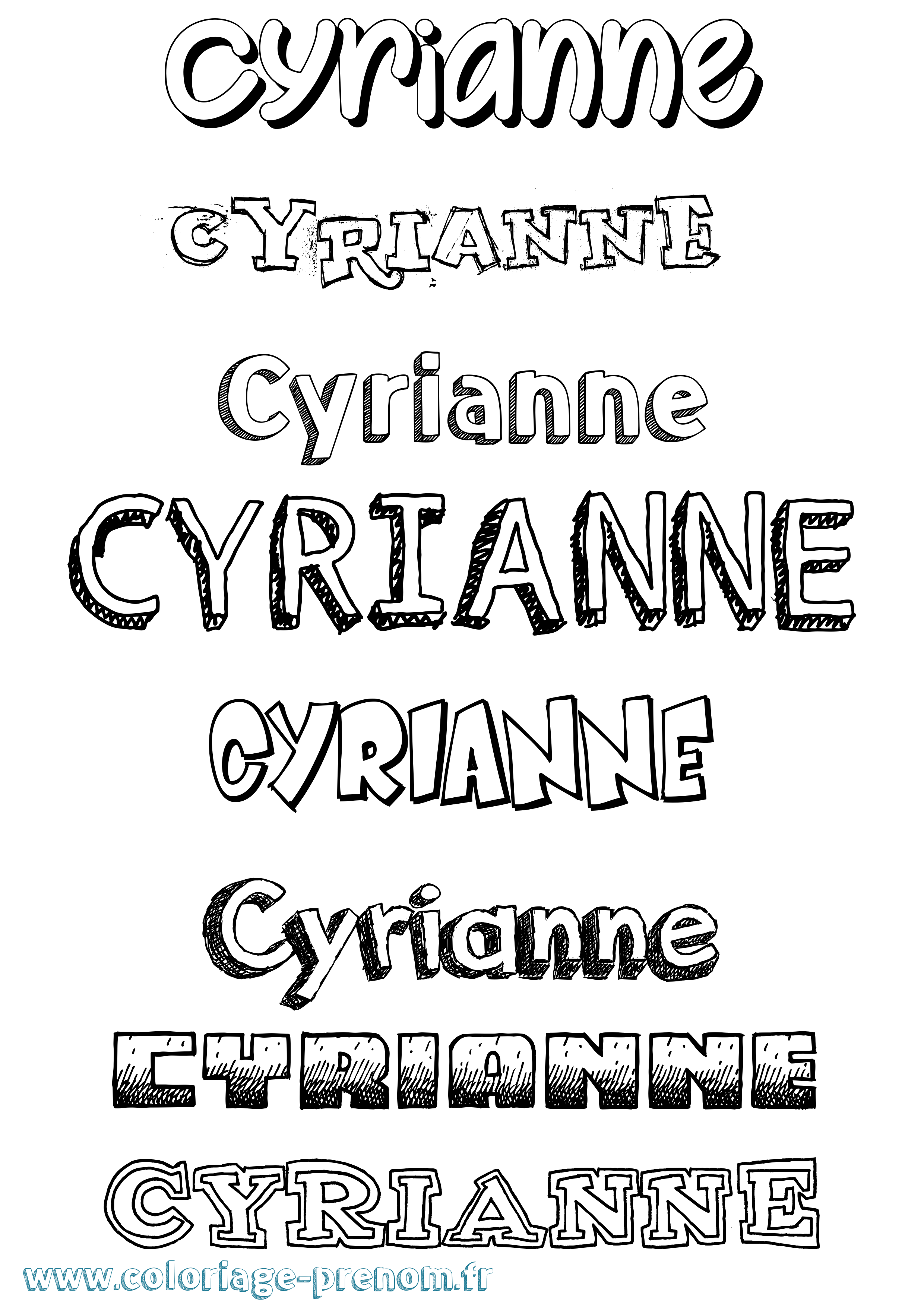 Coloriage Cyrianne Dessiné Coloriage prénom Cyrianne Dessiné