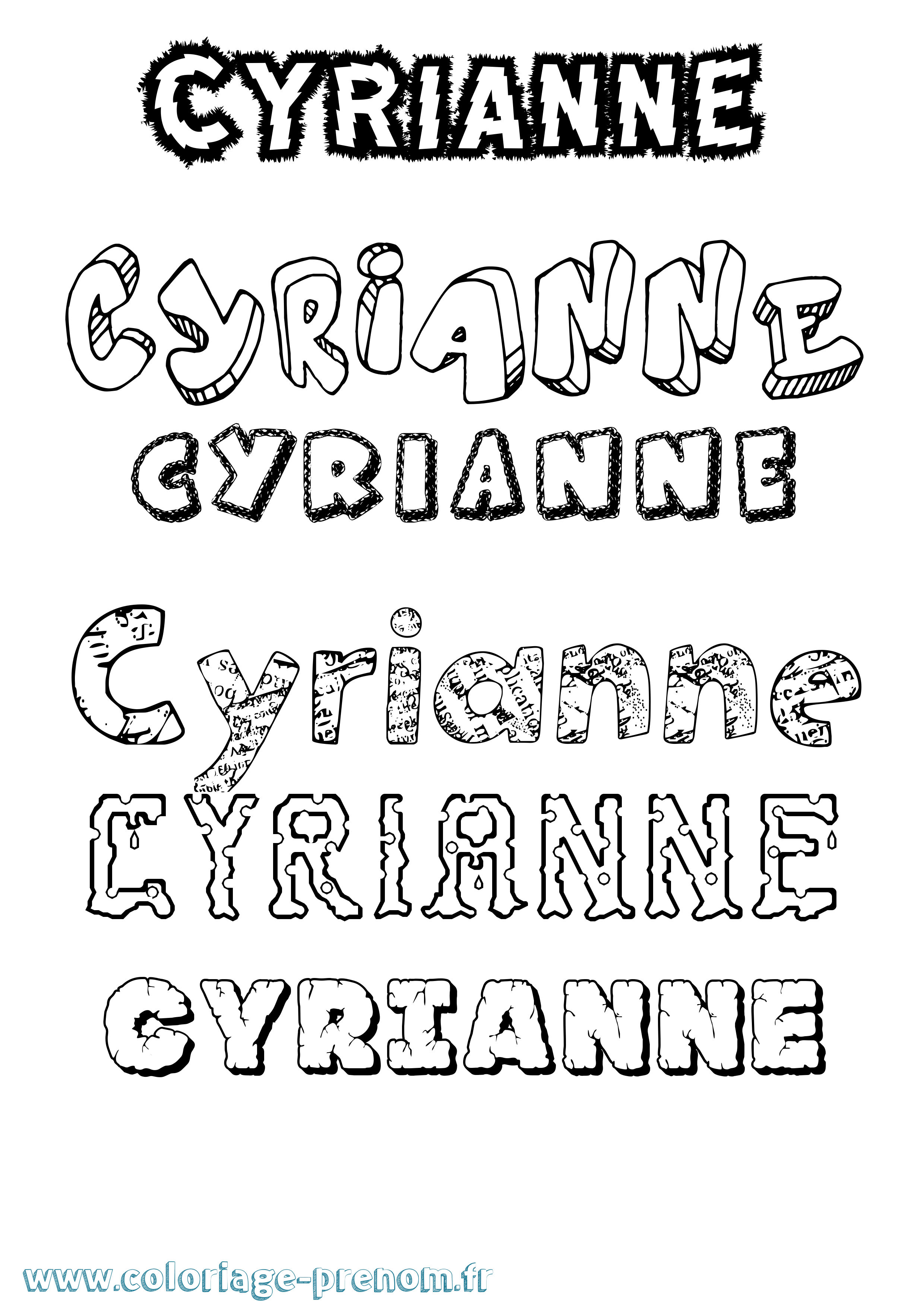Coloriage Cyrianne Destructuré Coloriage prénom Cyrianne Destructuré