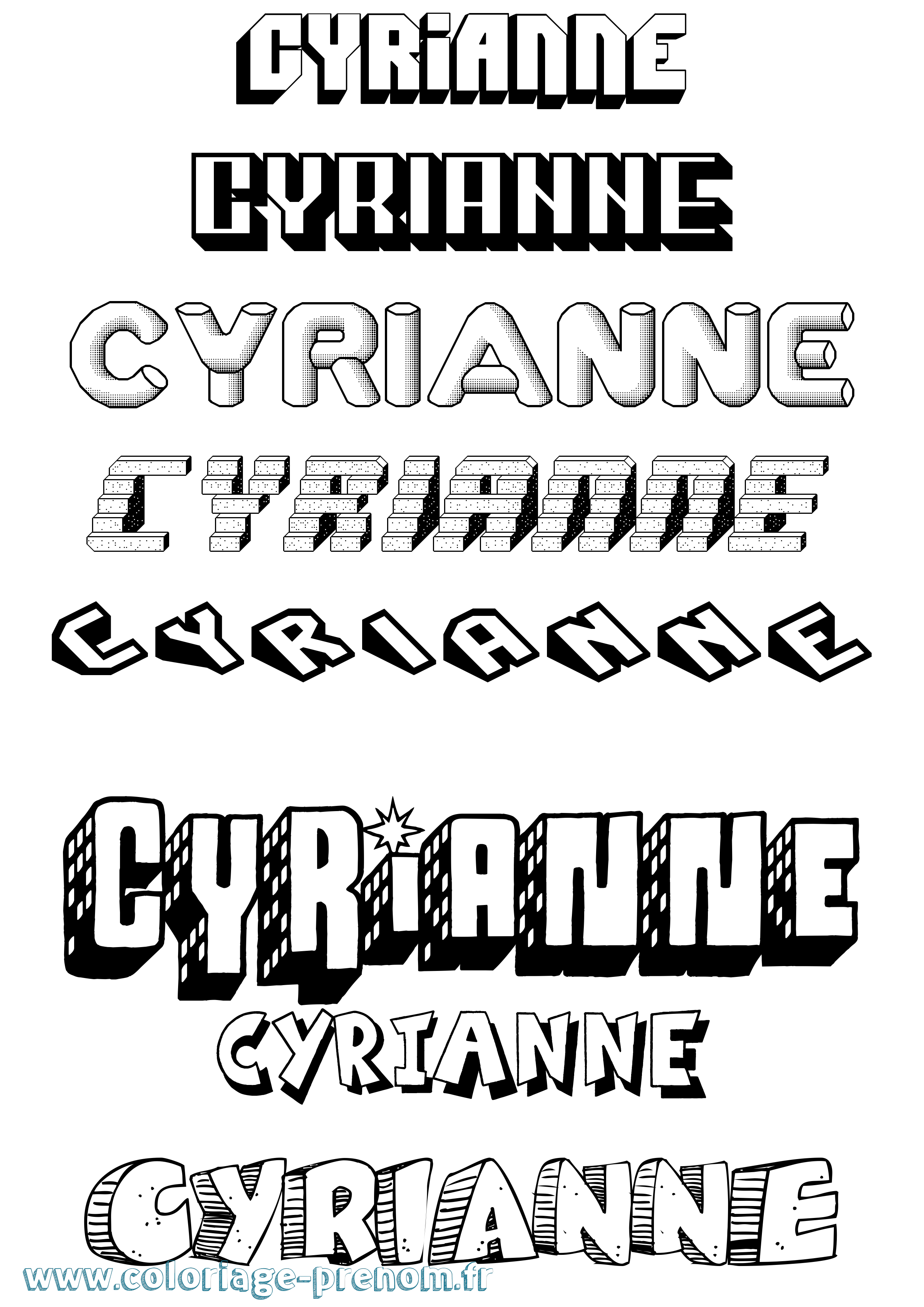Coloriage Cyrianne Effet 3D Coloriage prénom Cyrianne Effet 3D