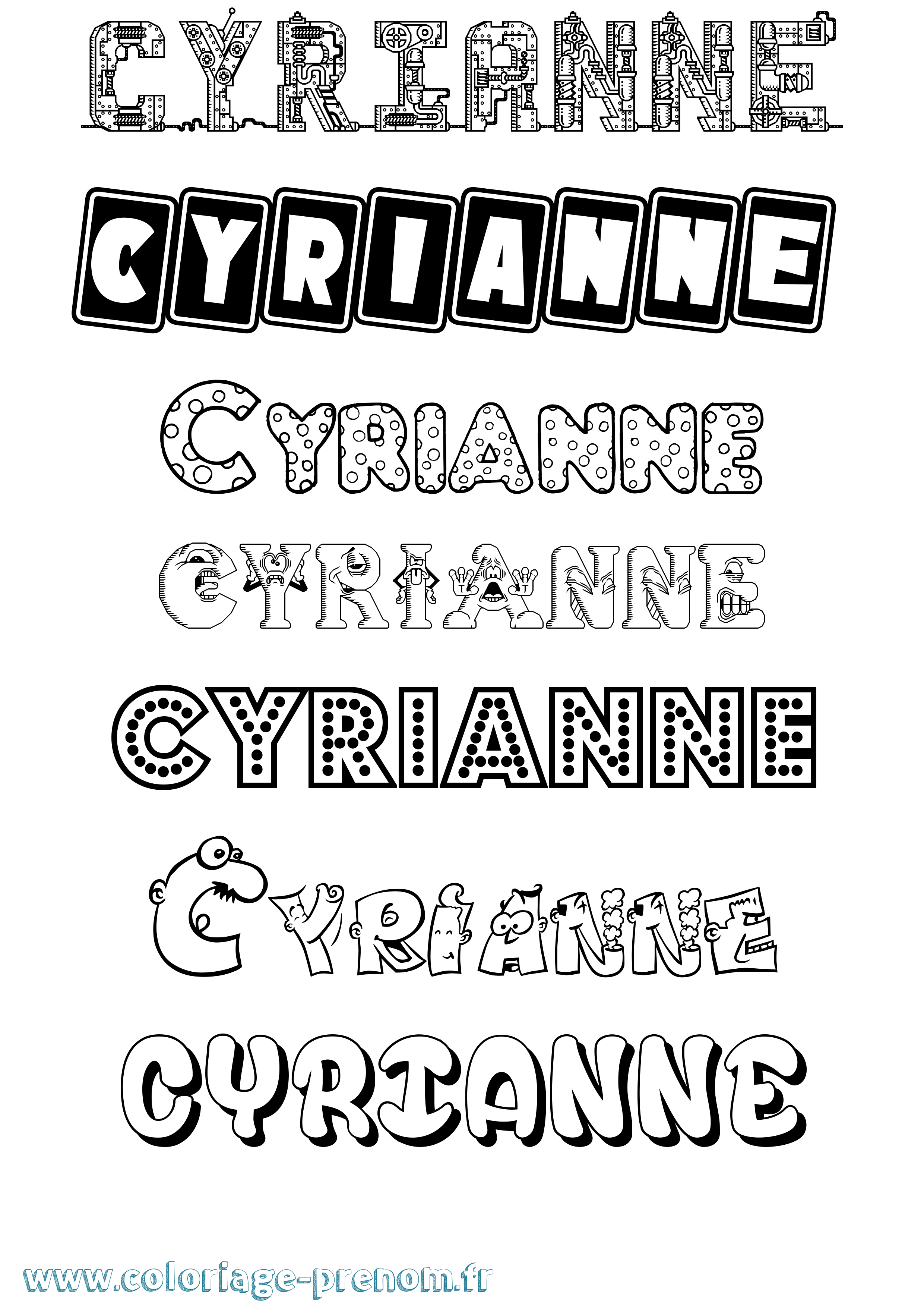 Coloriage Cyrianne Fun Coloriage prénom Cyrianne Fun