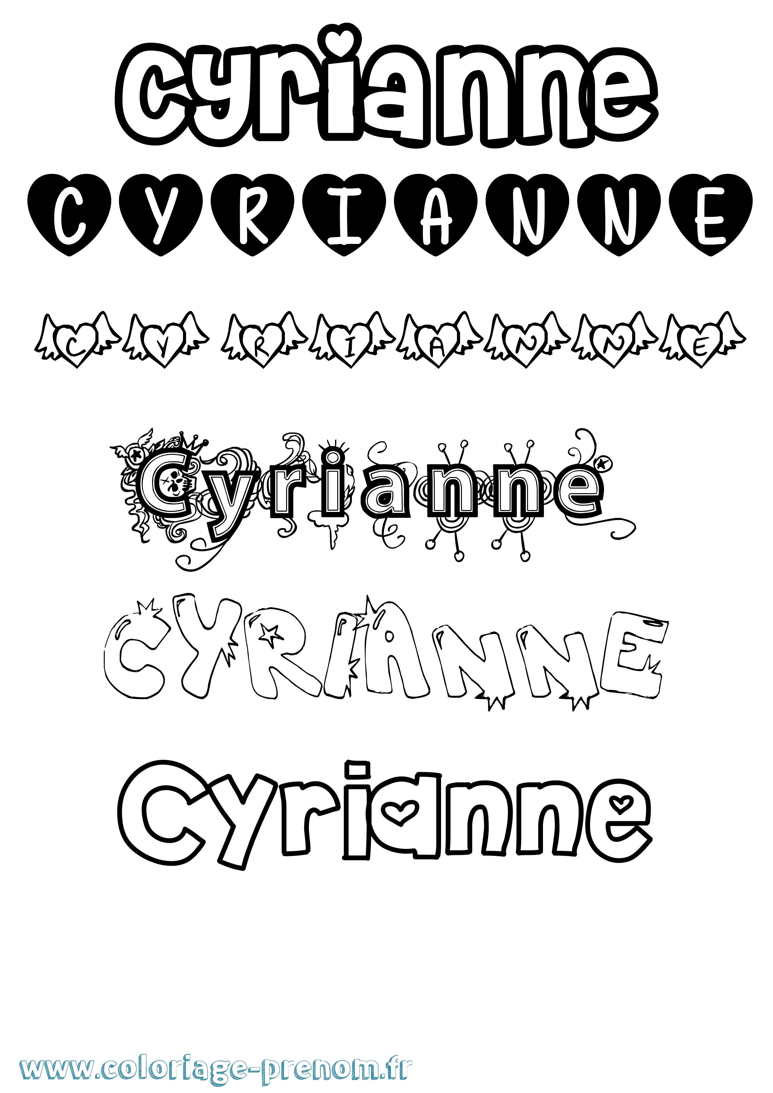 Coloriage Cyrianne Girly Coloriage prénom Cyrianne Girly