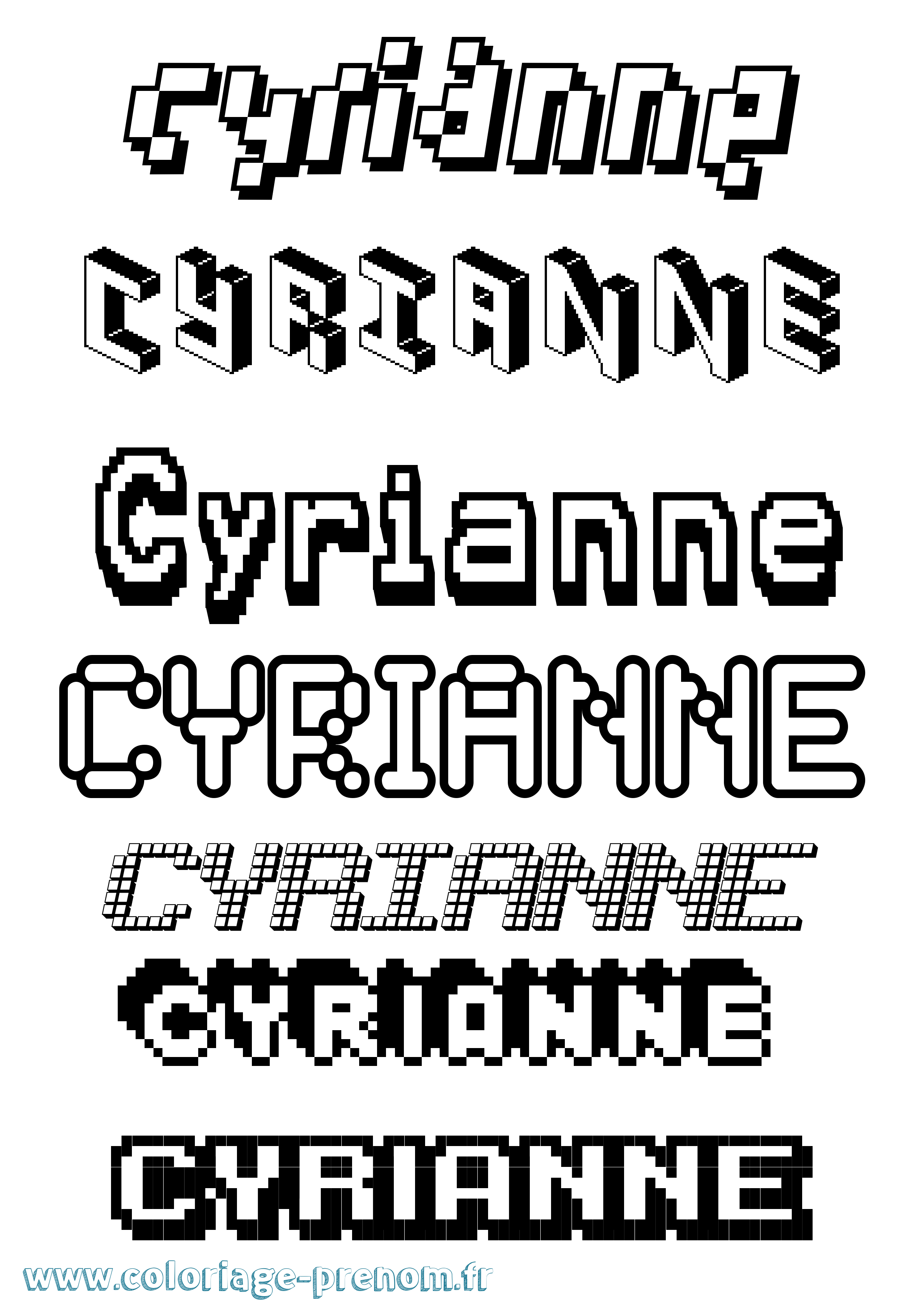Coloriage Cyrianne Pixel Coloriage prénom Cyrianne Pixel