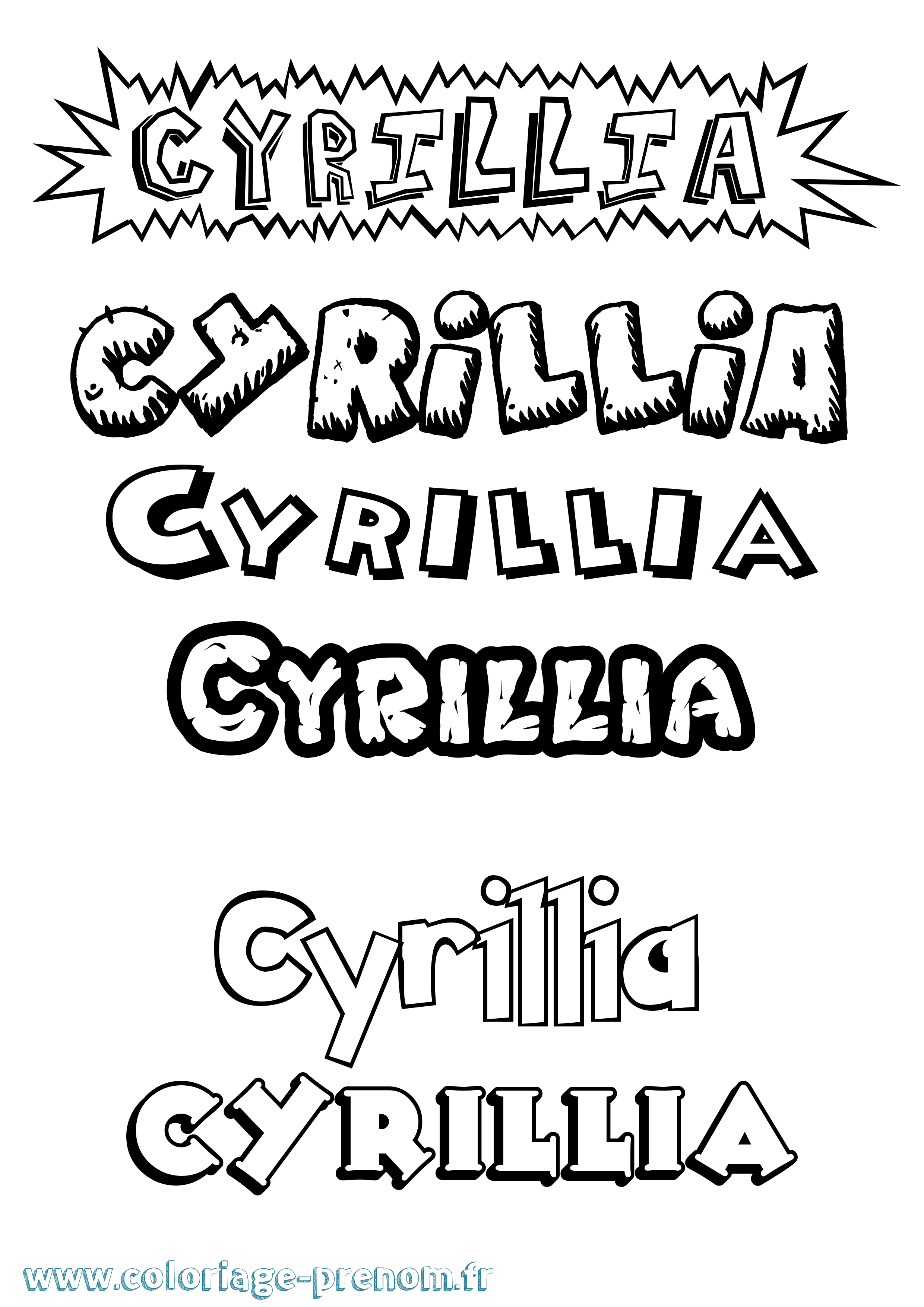 Coloriage Cyrillia Dessin Animé Coloriage prénom Cyrillia Dessin Animé