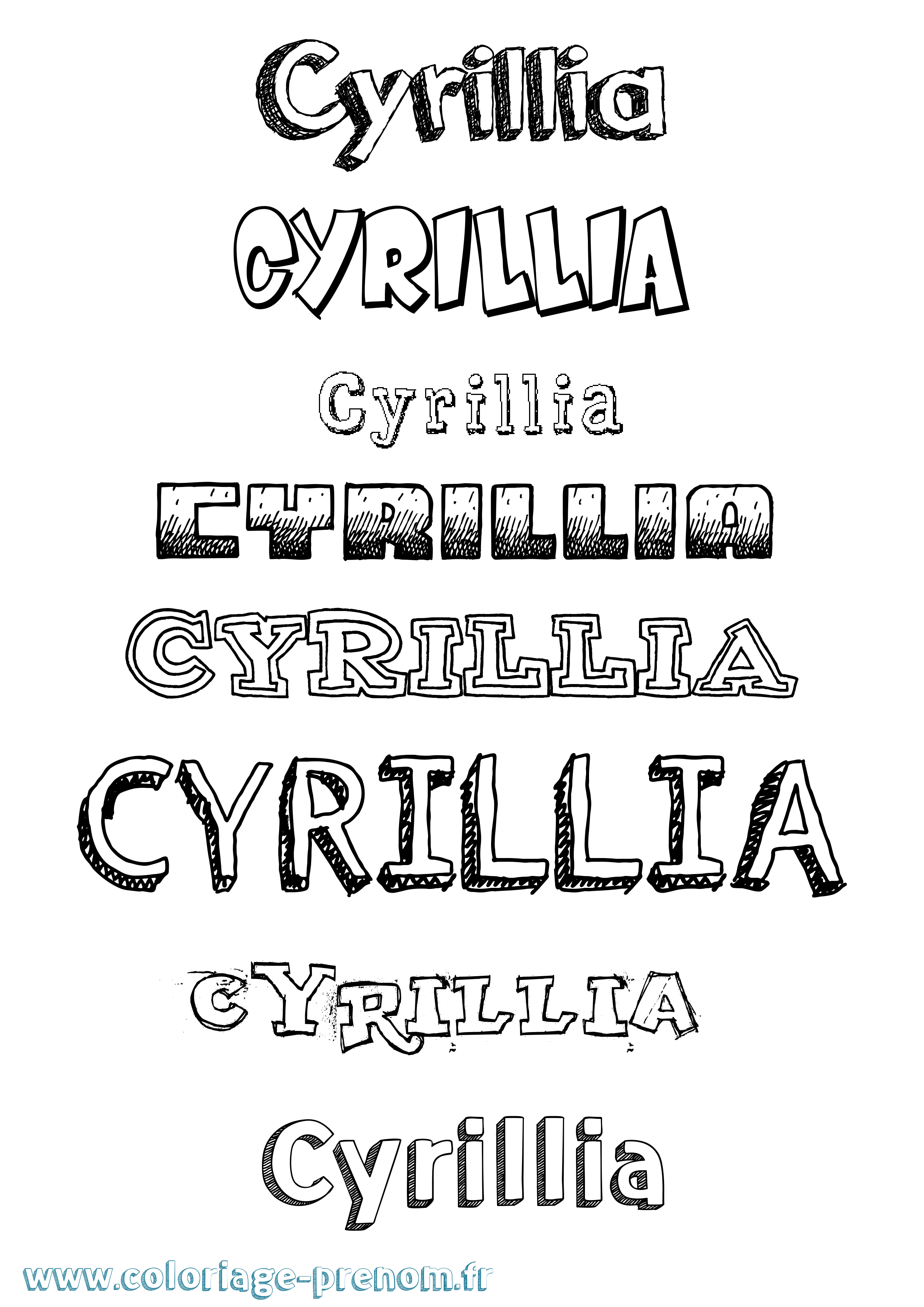 Coloriage Cyrillia Dessiné Coloriage prénom Cyrillia Dessiné