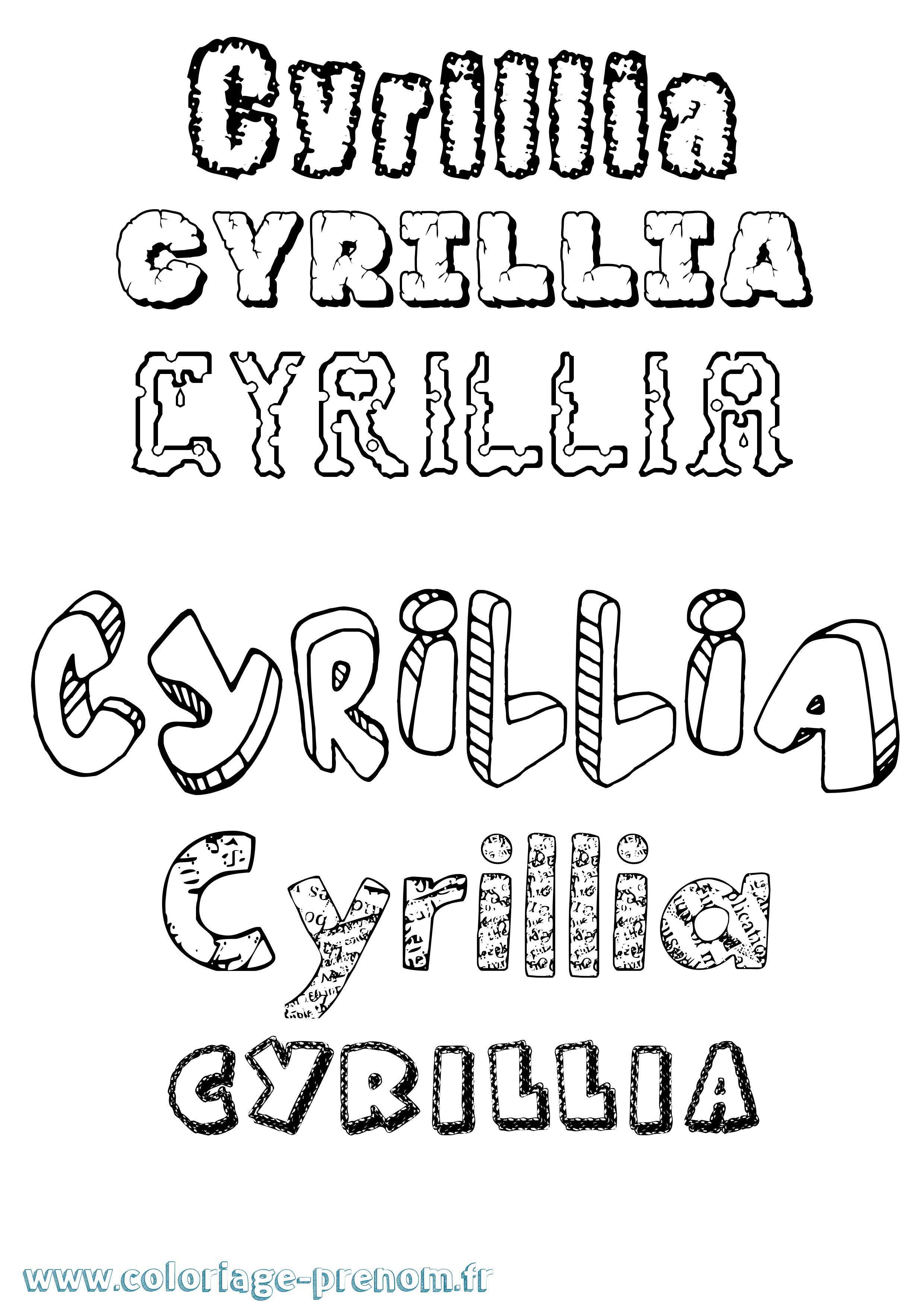 Coloriage Cyrillia Destructuré Coloriage prénom Cyrillia Destructuré