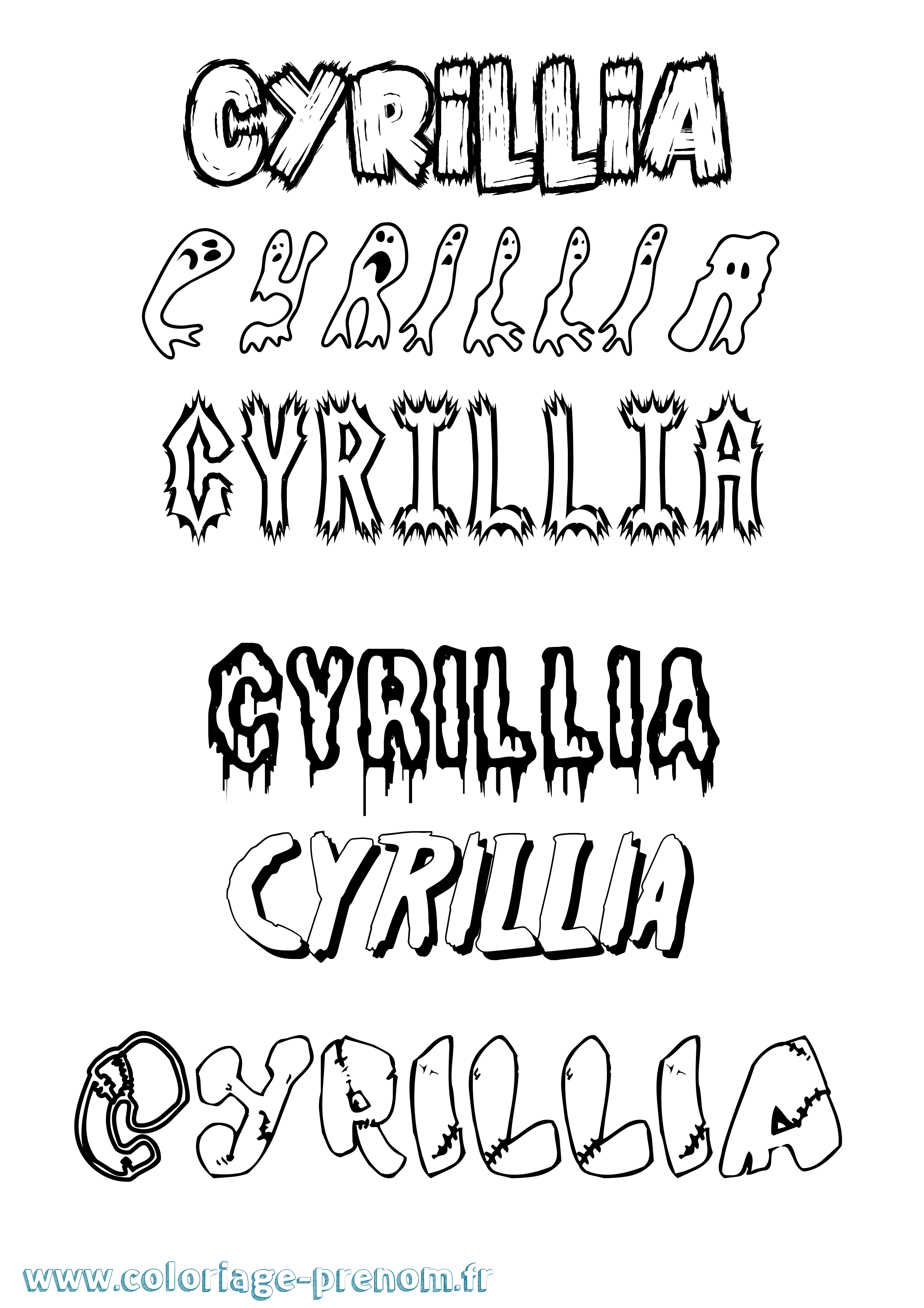 Coloriage Cyrillia Frisson Coloriage prénom Cyrillia Frisson