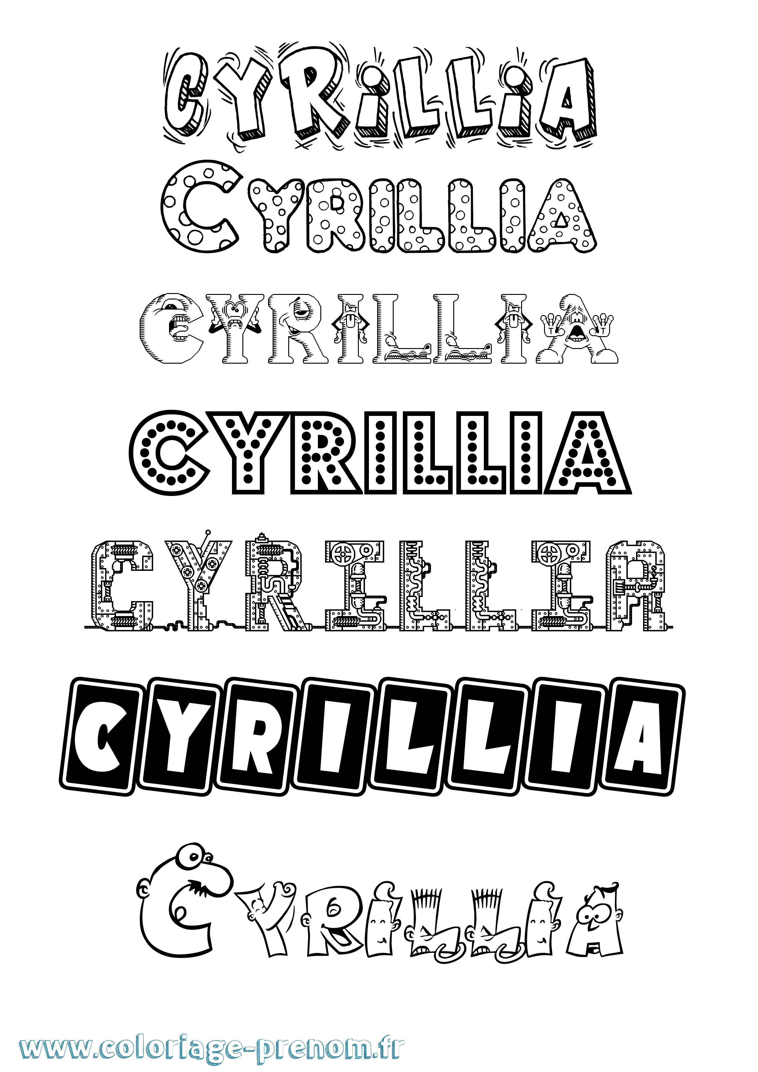 Coloriage Cyrillia Fun Coloriage prénom Cyrillia Fun