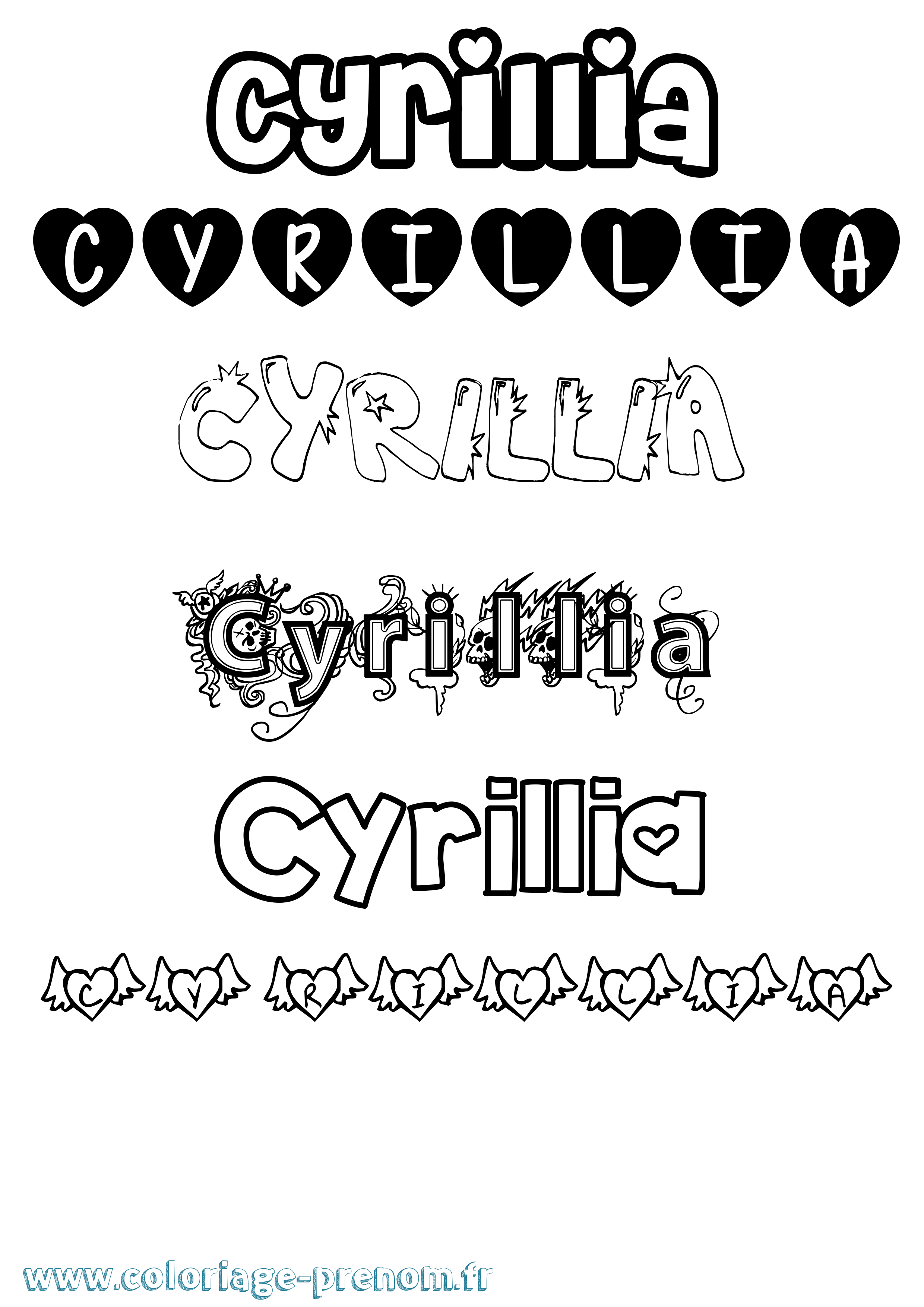 Coloriage Cyrillia Girly Coloriage prénom Cyrillia Girly