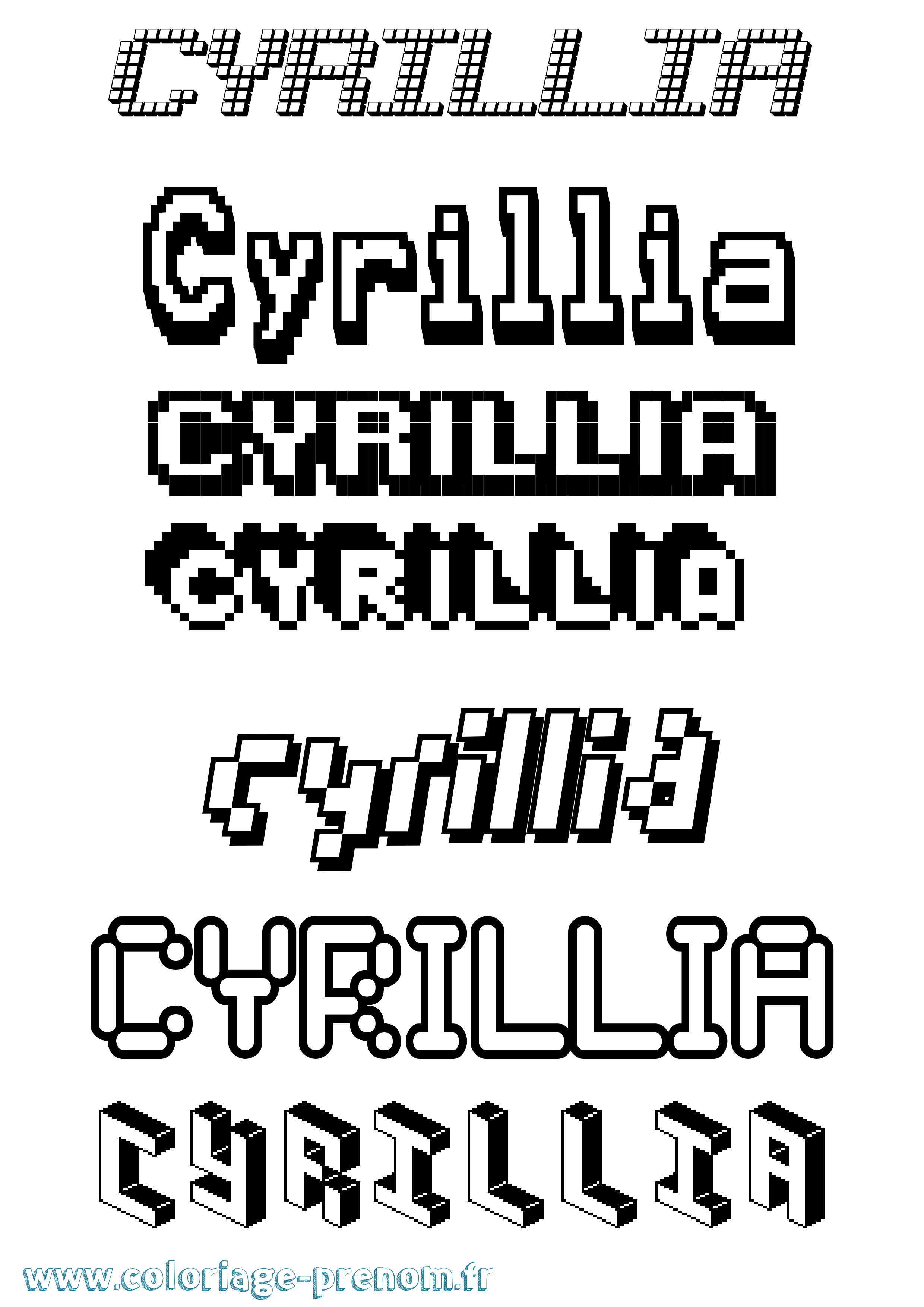 Coloriage Cyrillia Pixel Coloriage prénom Cyrillia Pixel