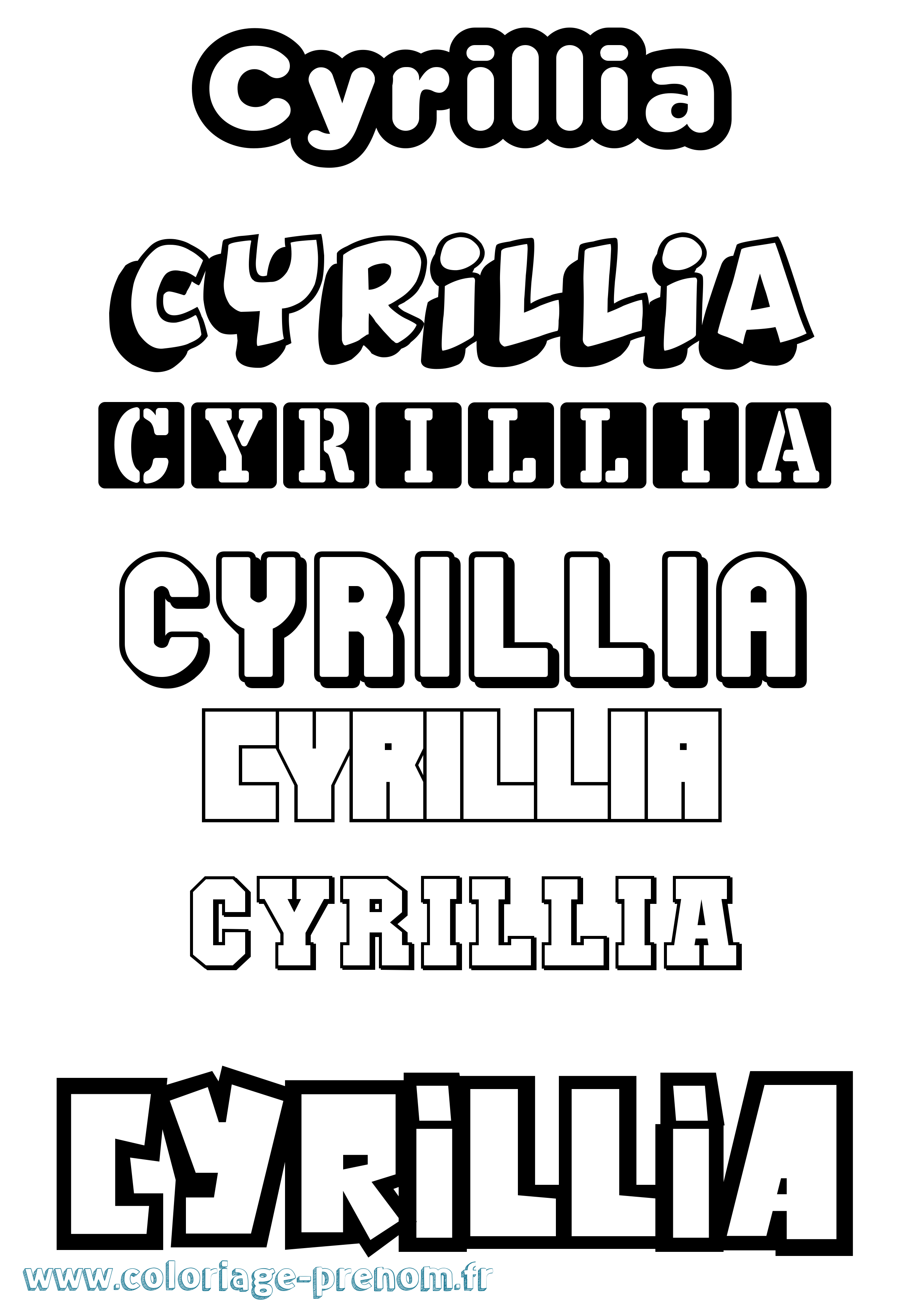 Coloriage Cyrillia Simple Coloriage prénom Cyrillia Simple