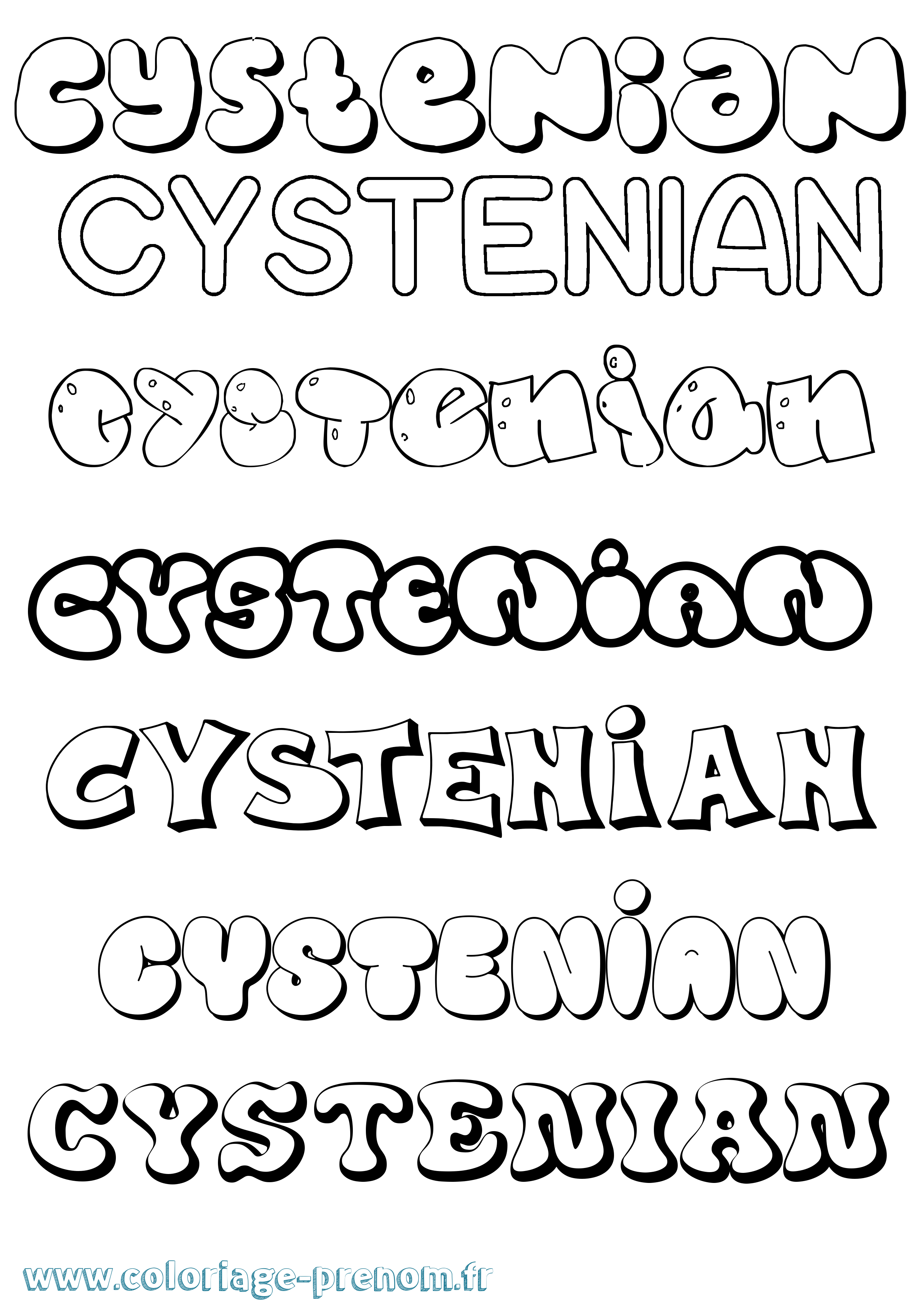 Coloriage Cystenian Bubble Coloriage prénom Cystenian Bubble