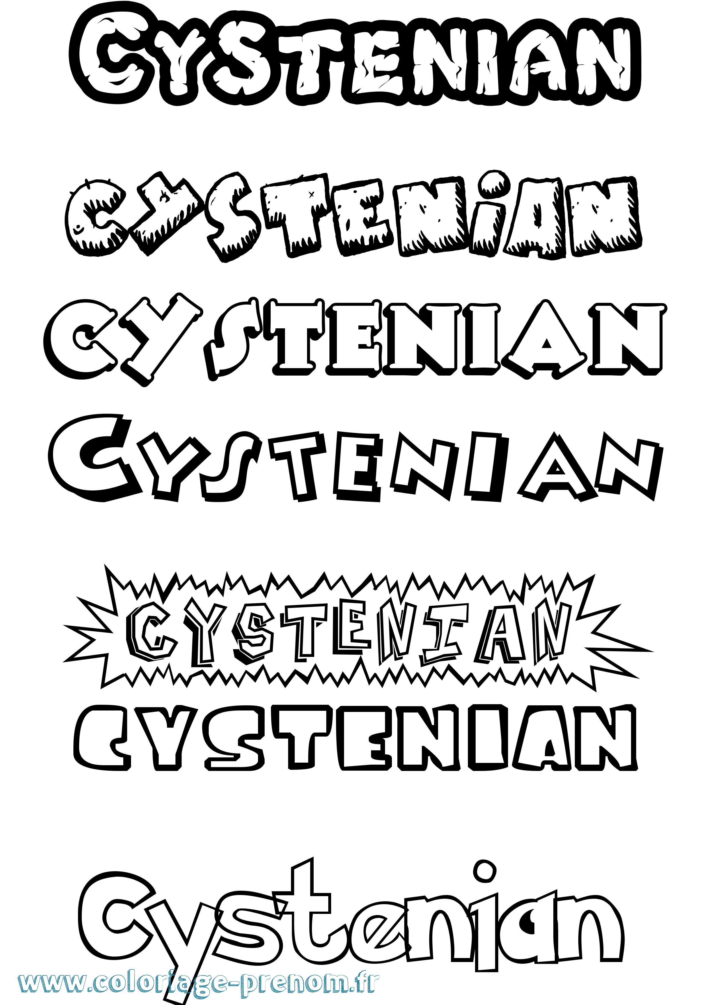 Coloriage Cystenian Dessin Animé Coloriage prénom Cystenian Dessin Animé