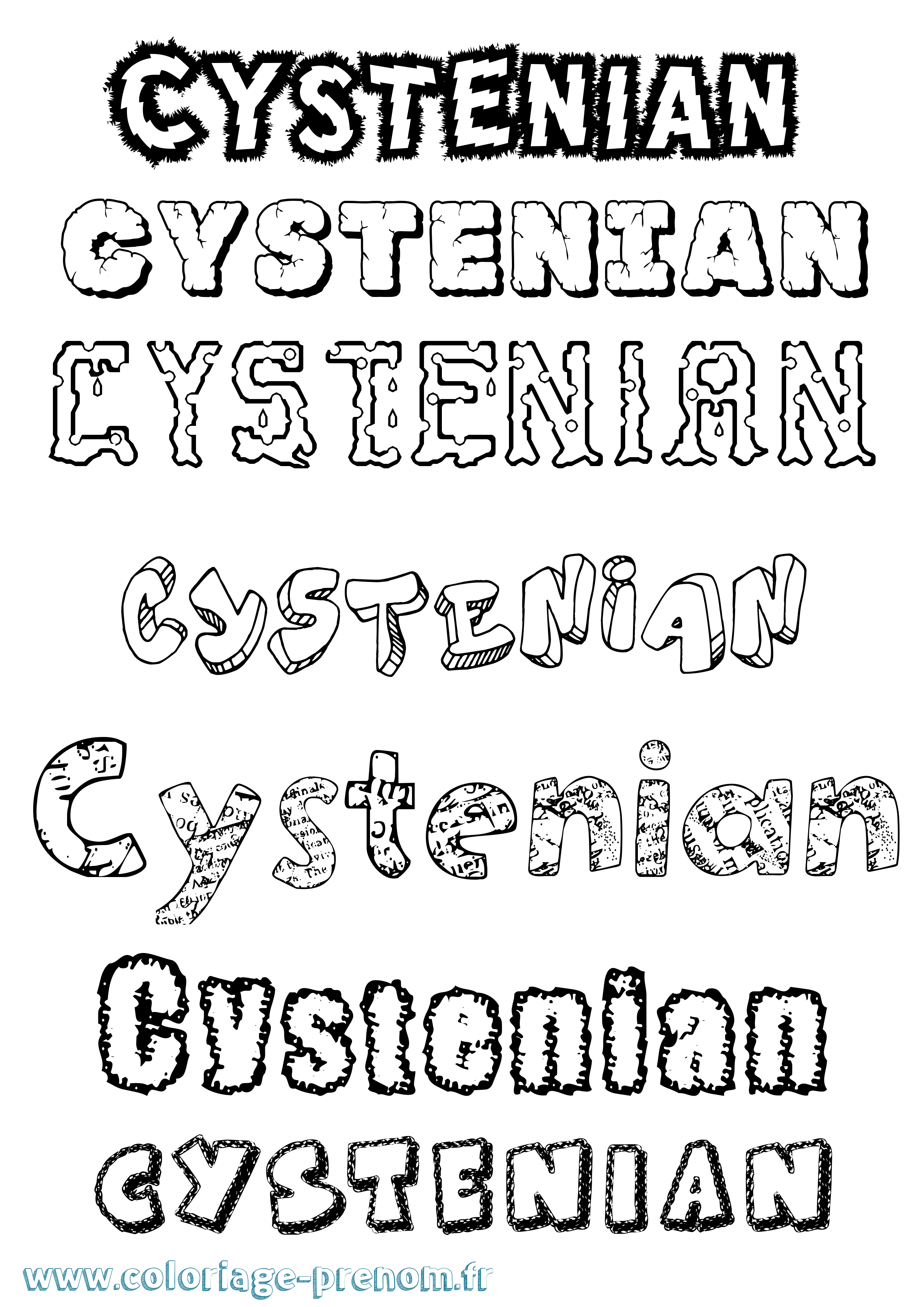 Coloriage Cystenian Destructuré Coloriage prénom Cystenian Destructuré