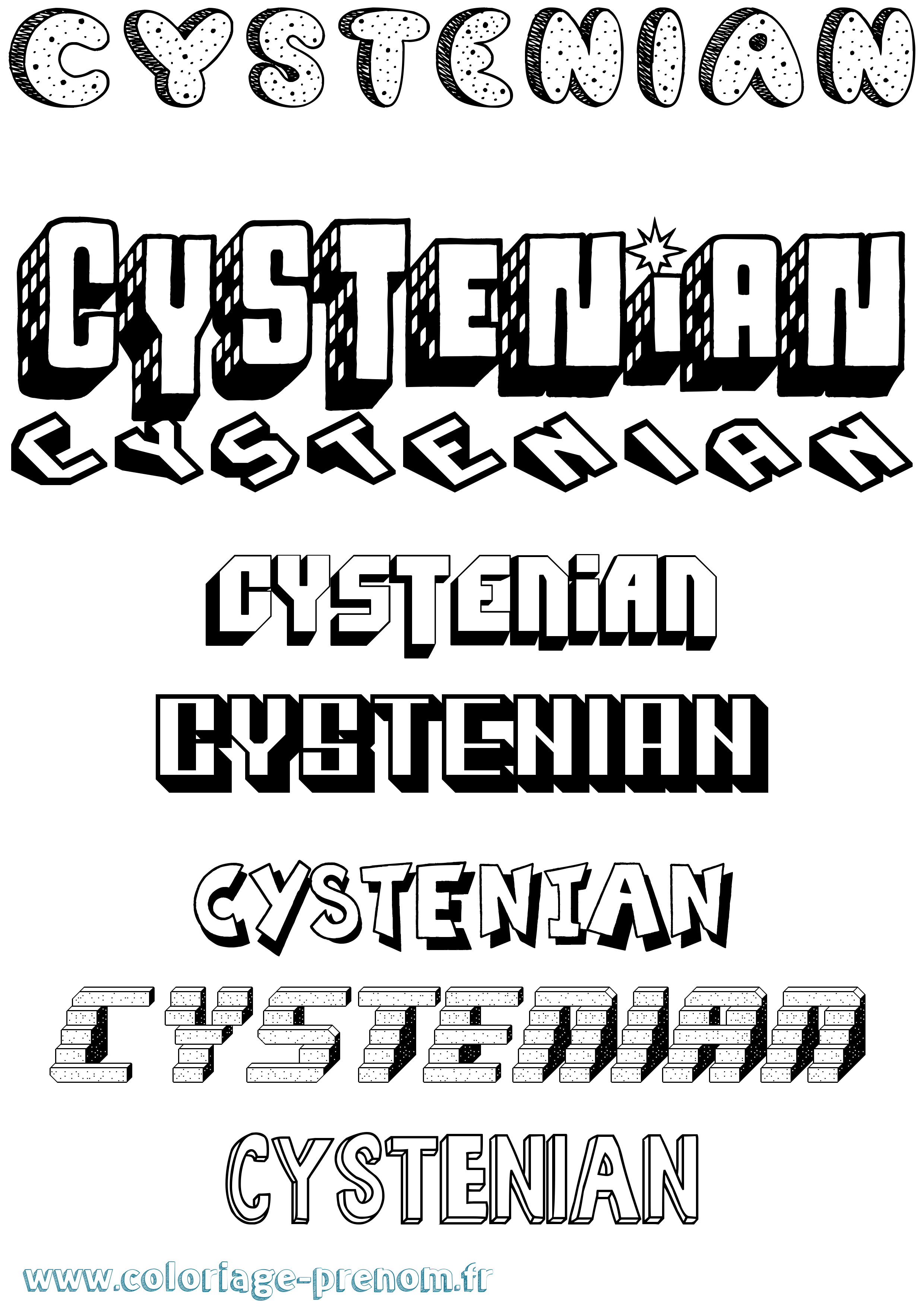 Coloriage Cystenian Effet 3D Coloriage prénom Cystenian Effet 3D