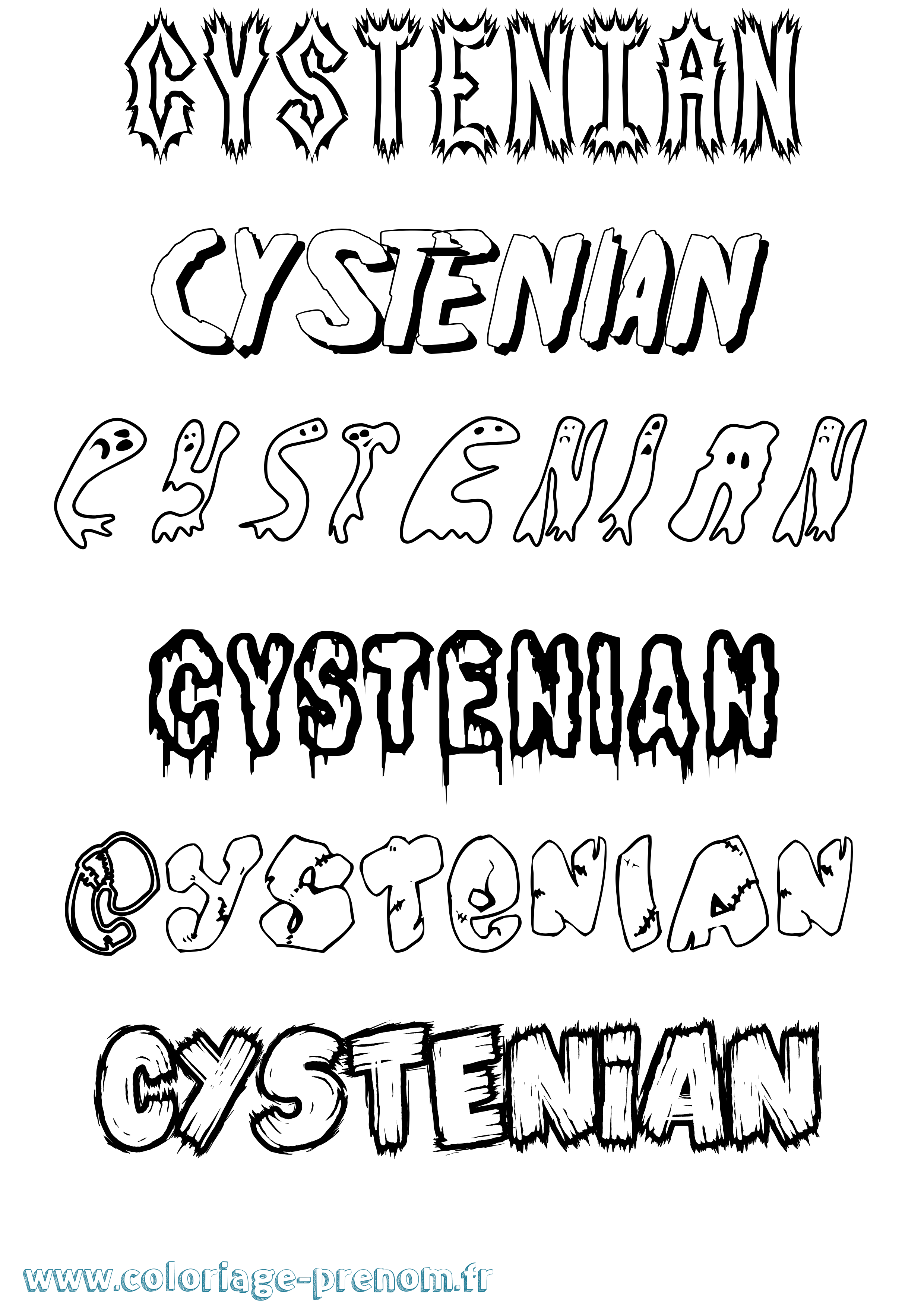 Coloriage Cystenian Frisson Coloriage prénom Cystenian Frisson