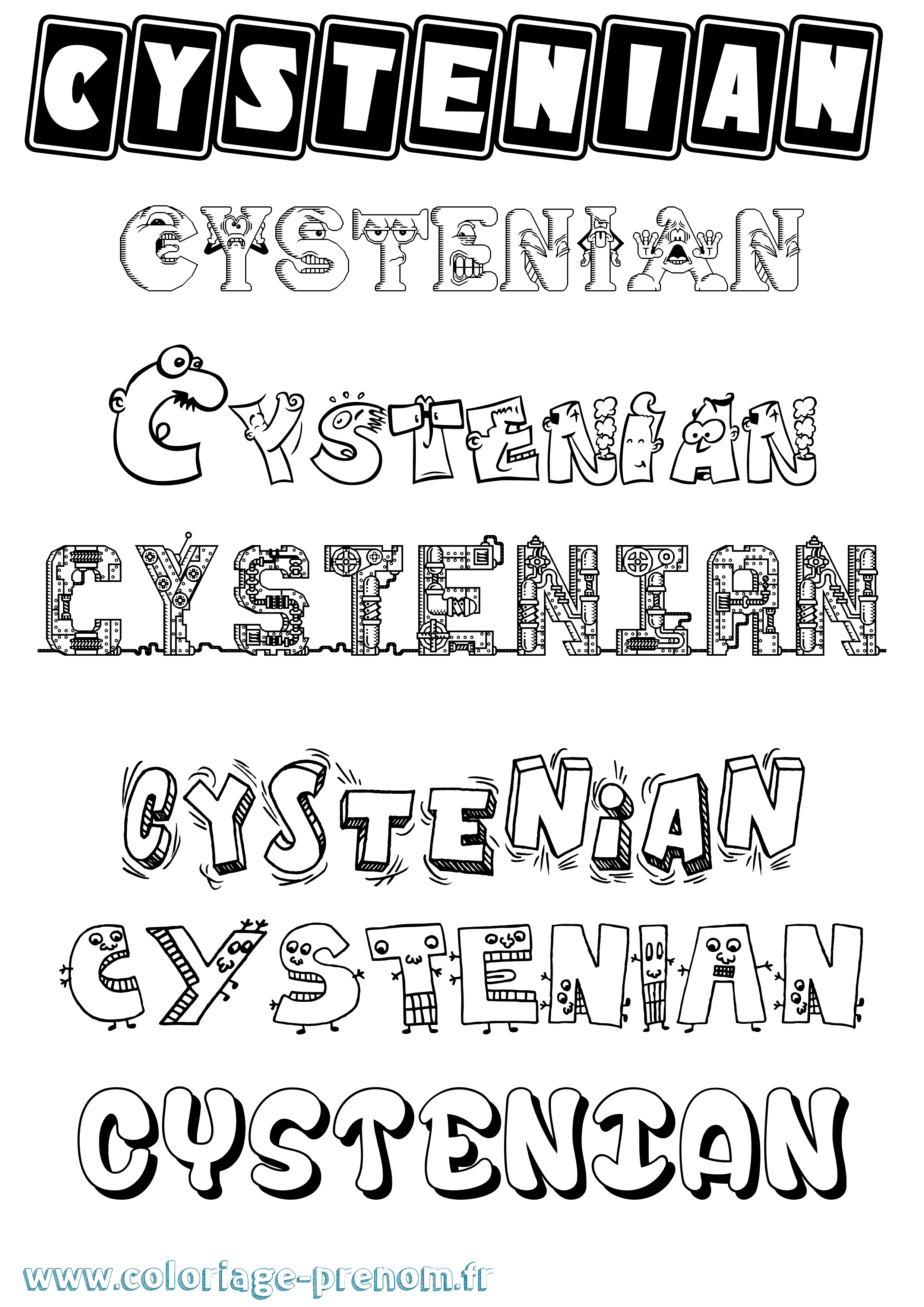 Coloriage Cystenian Fun Coloriage prénom Cystenian Fun