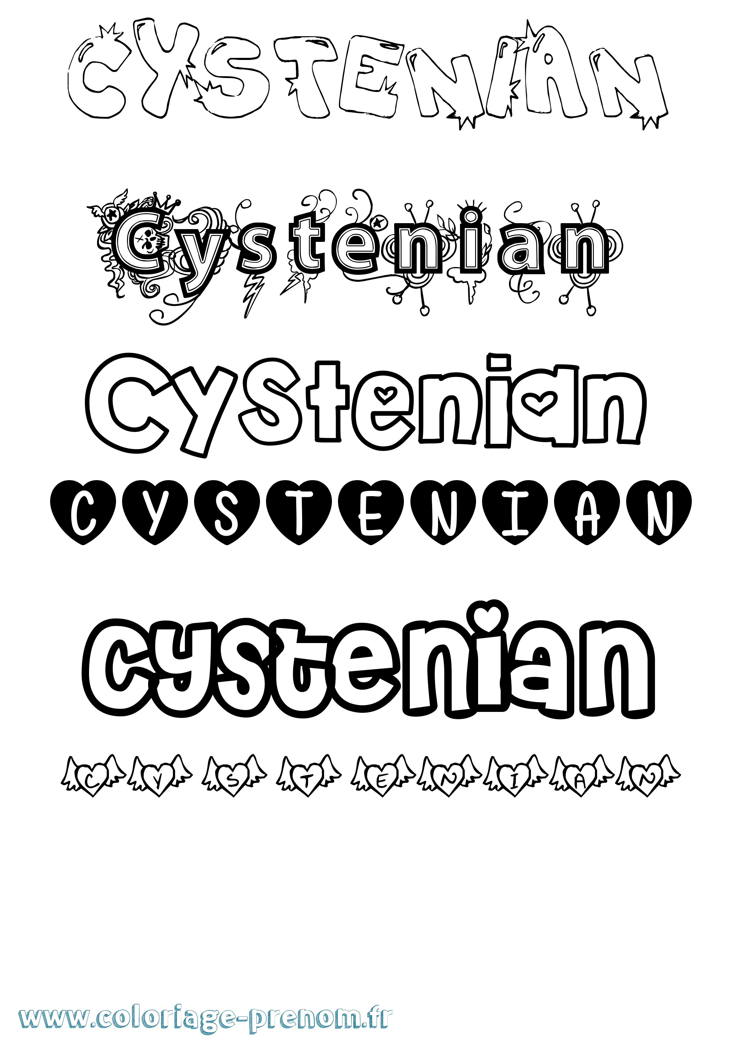 Coloriage Cystenian Girly Coloriage prénom Cystenian Girly
