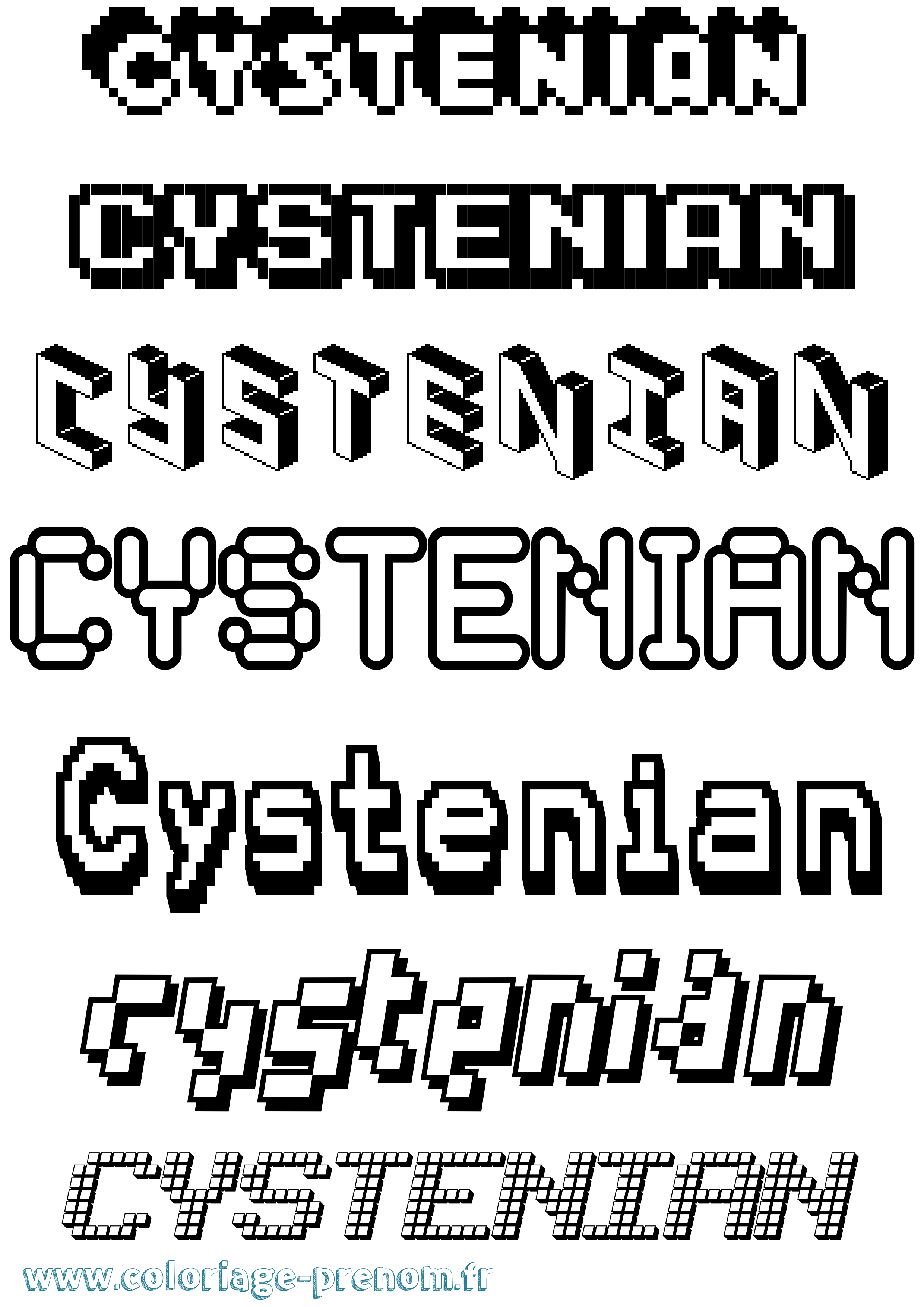 Coloriage Cystenian Pixel Coloriage prénom Cystenian Pixel
