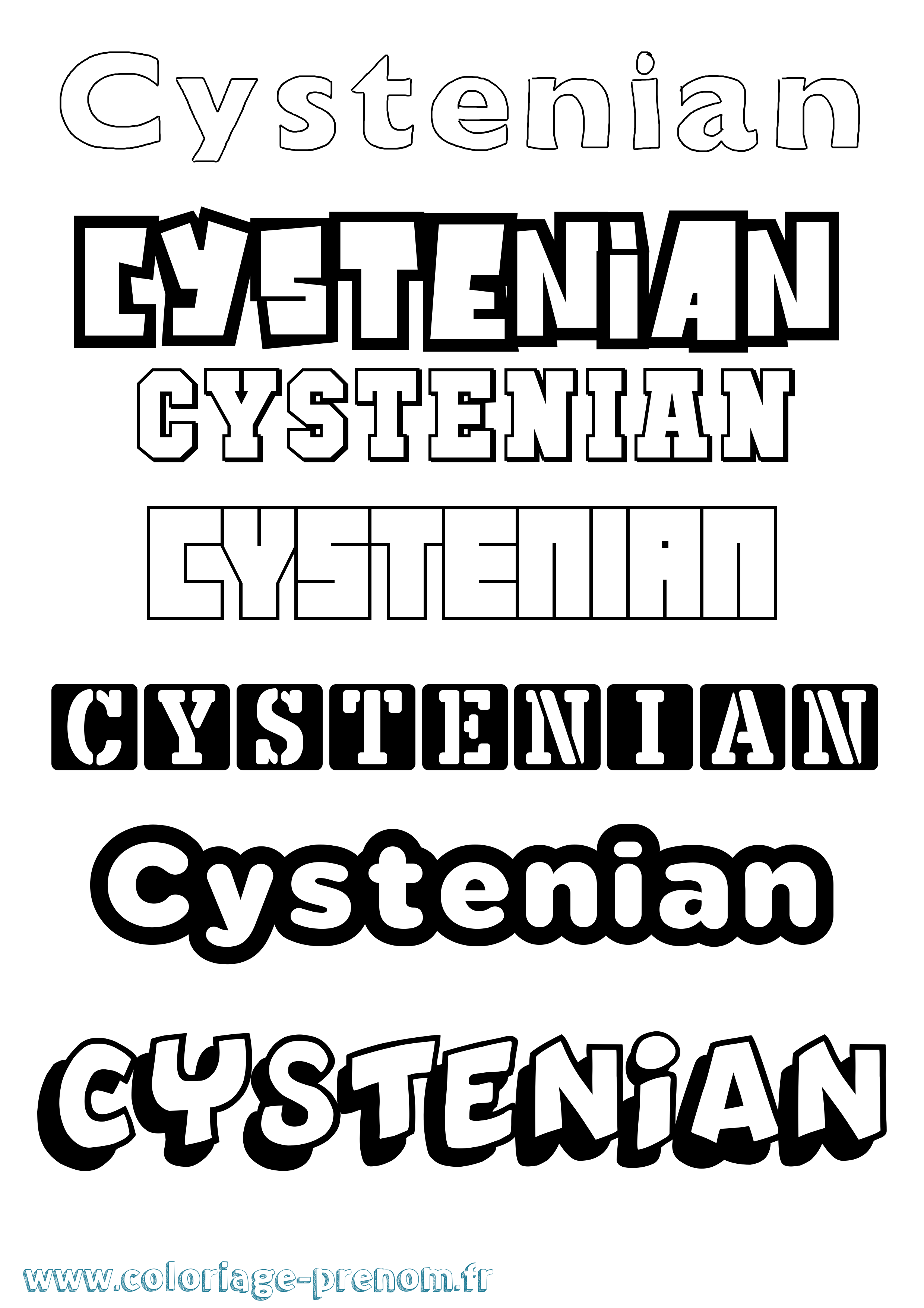 Coloriage Cystenian Simple Coloriage prénom Cystenian Simple