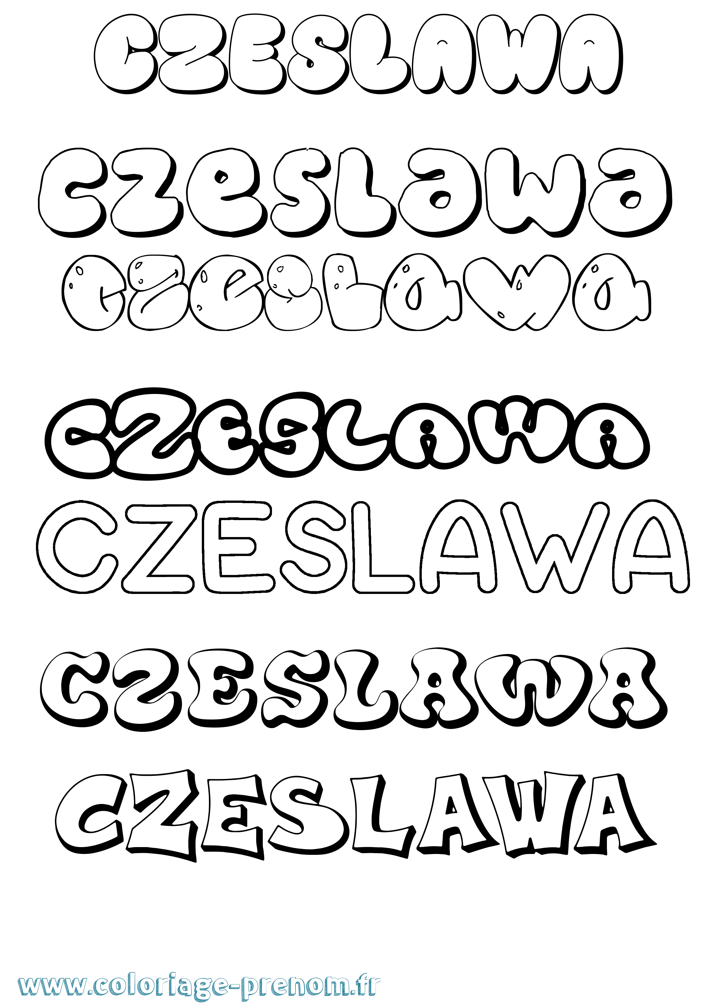 Coloriage Czeslawa Bubble Coloriage prénom Czeslawa Bubble