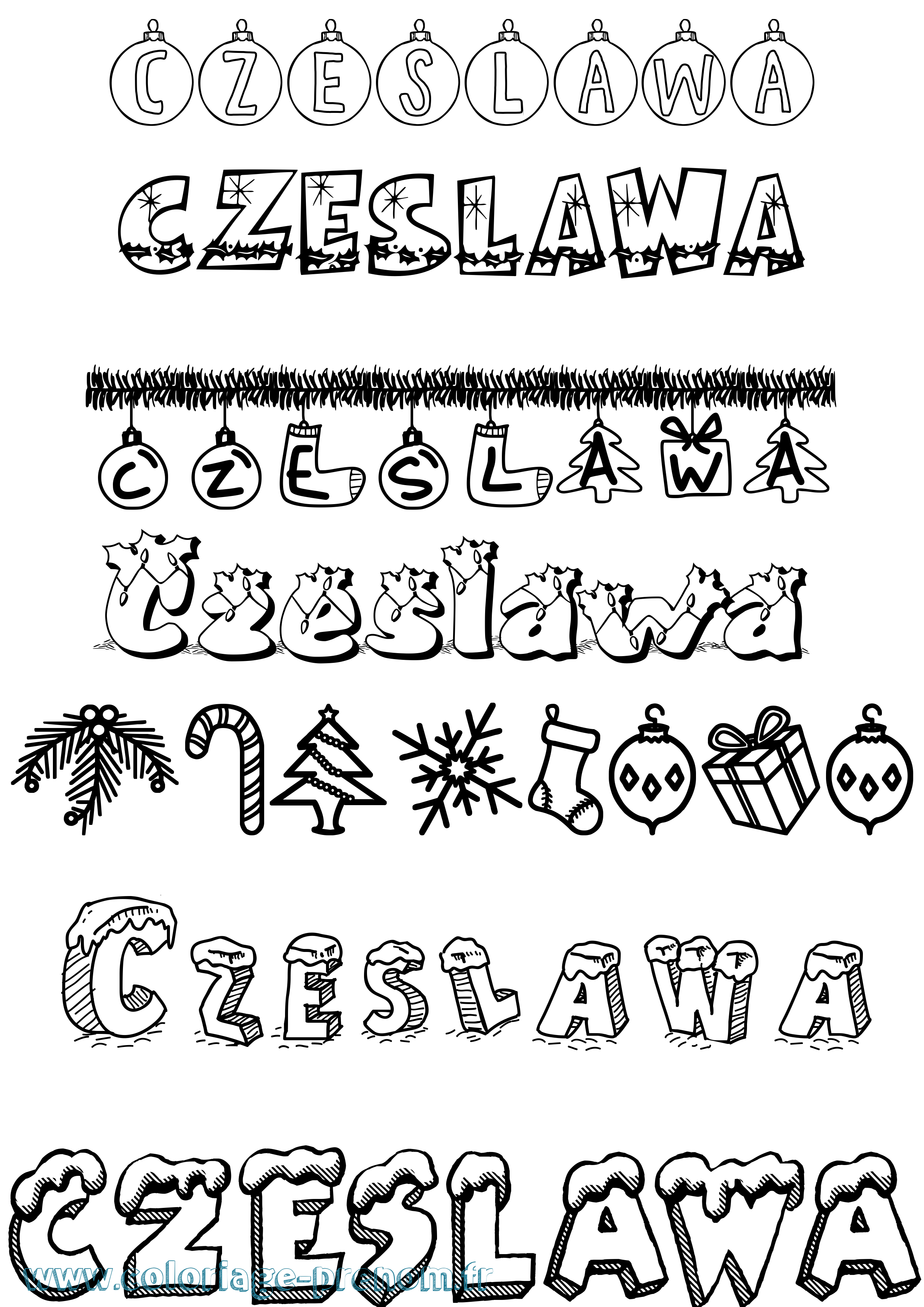 Coloriage Czeslawa Noël Coloriage prénom Czeslawa Noël