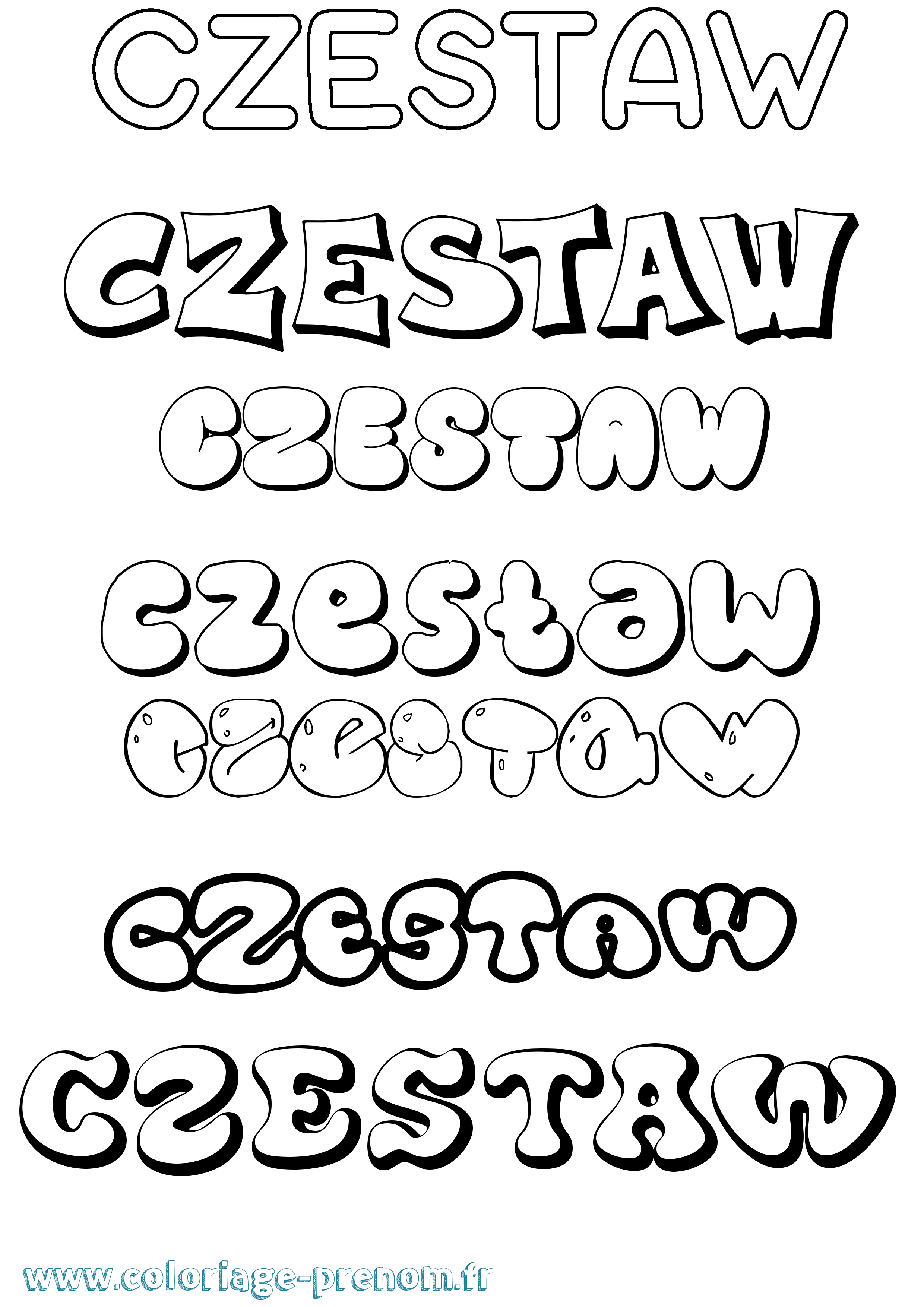 Coloriage Czestaw Bubble Coloriage prénom Czestaw Bubble