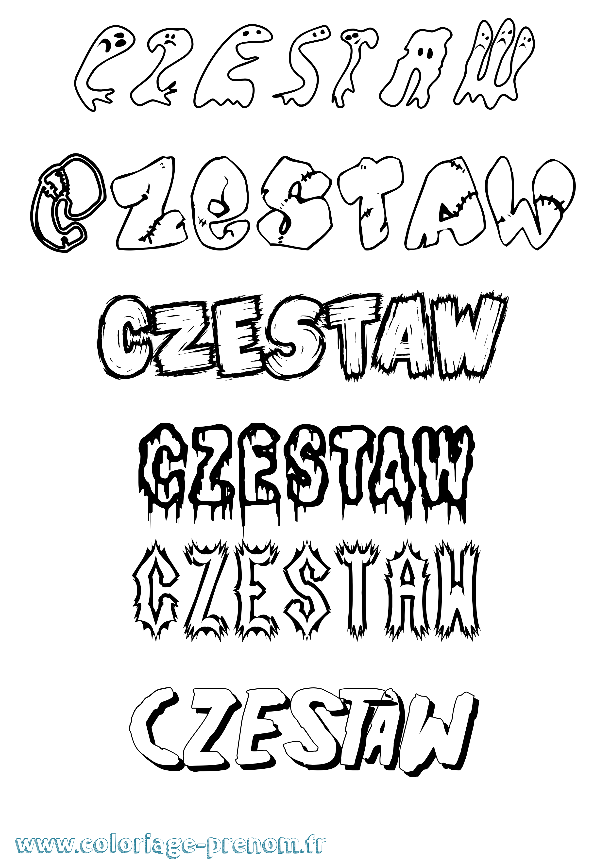 Coloriage Czestaw Frisson Coloriage prénom Czestaw Frisson