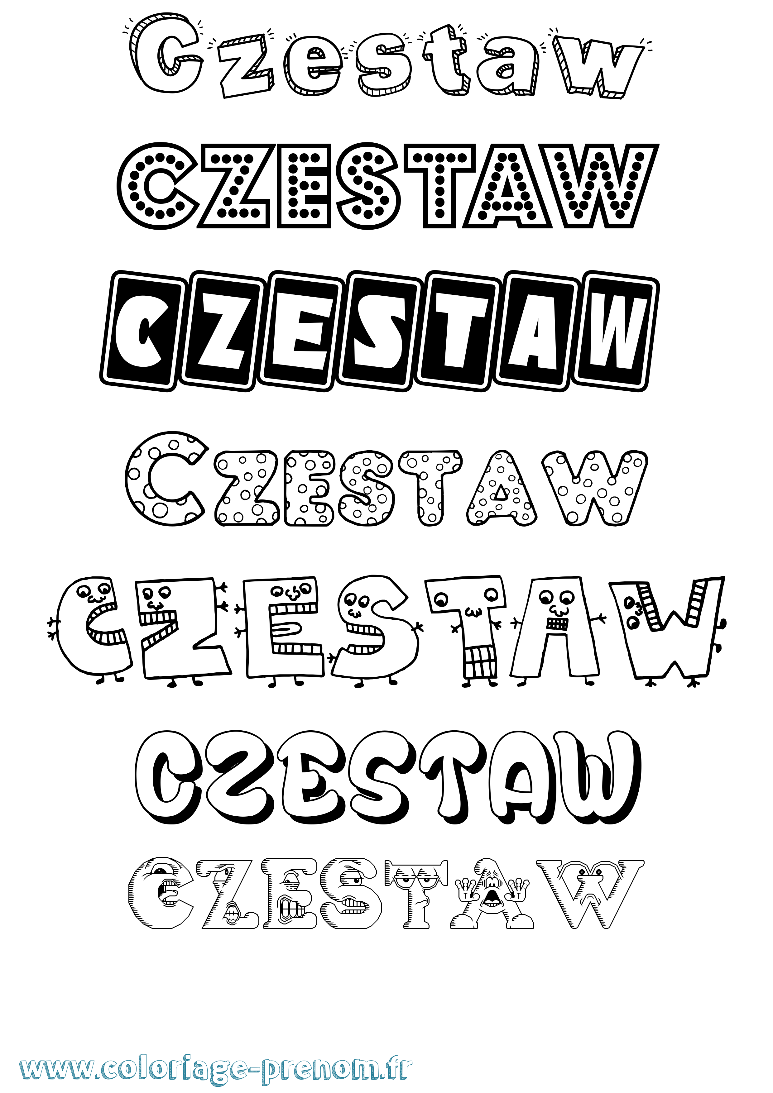 Coloriage Czestaw Fun Coloriage prénom Czestaw Fun