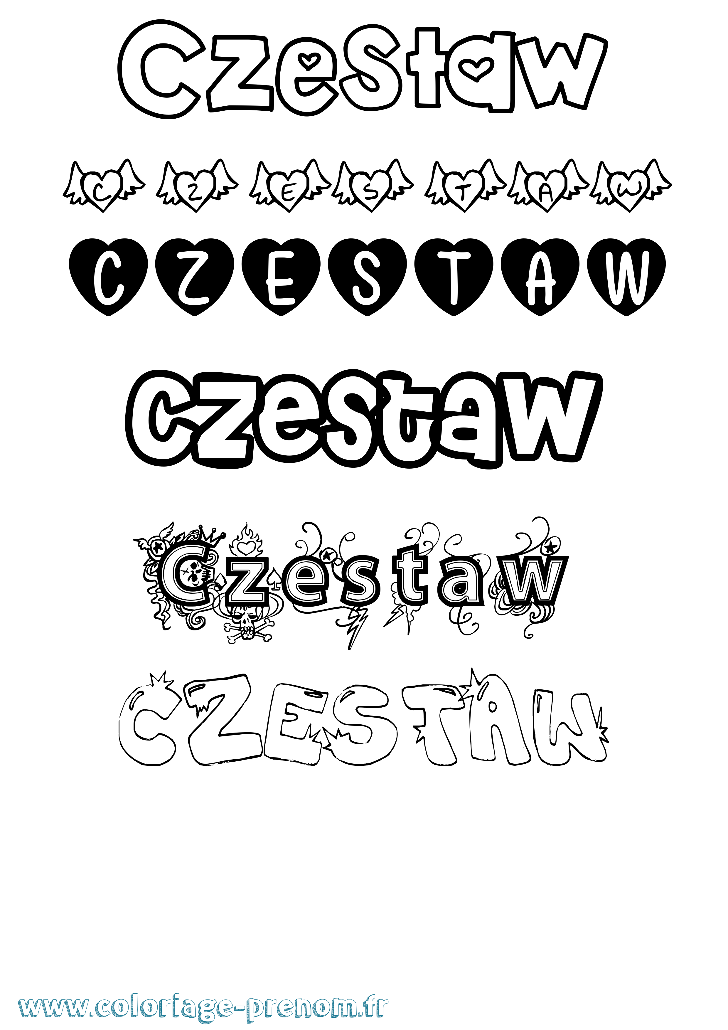 Coloriage Czestaw Girly Coloriage prénom Czestaw Girly