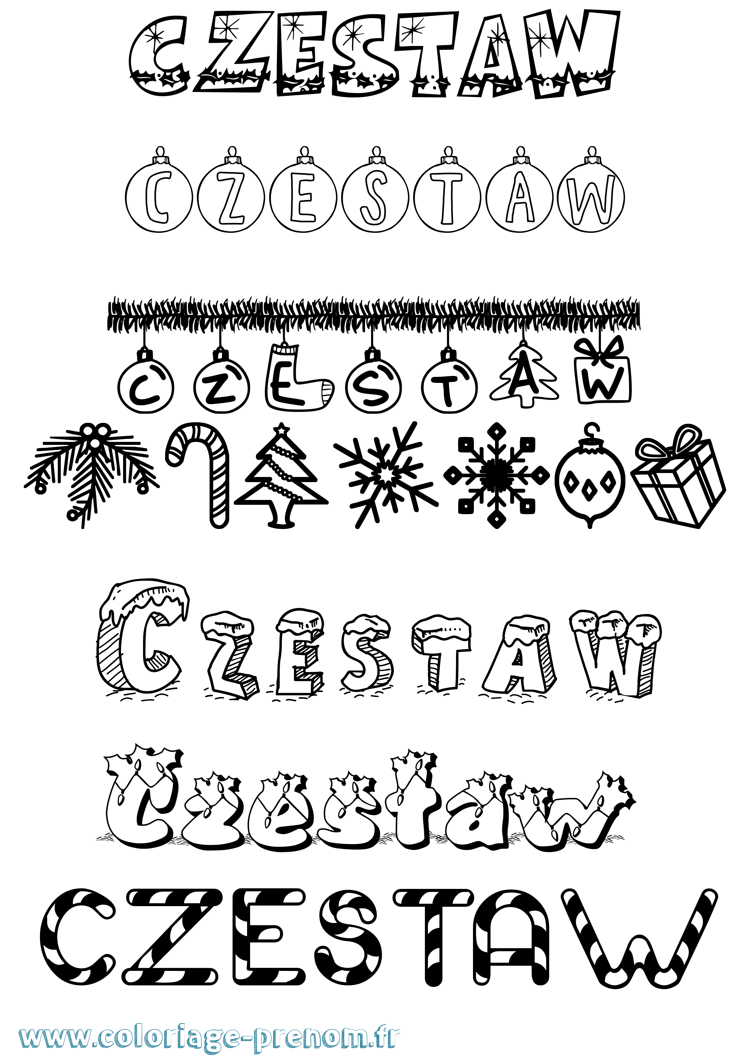 Coloriage Czestaw Noël Coloriage prénom Czestaw Noël