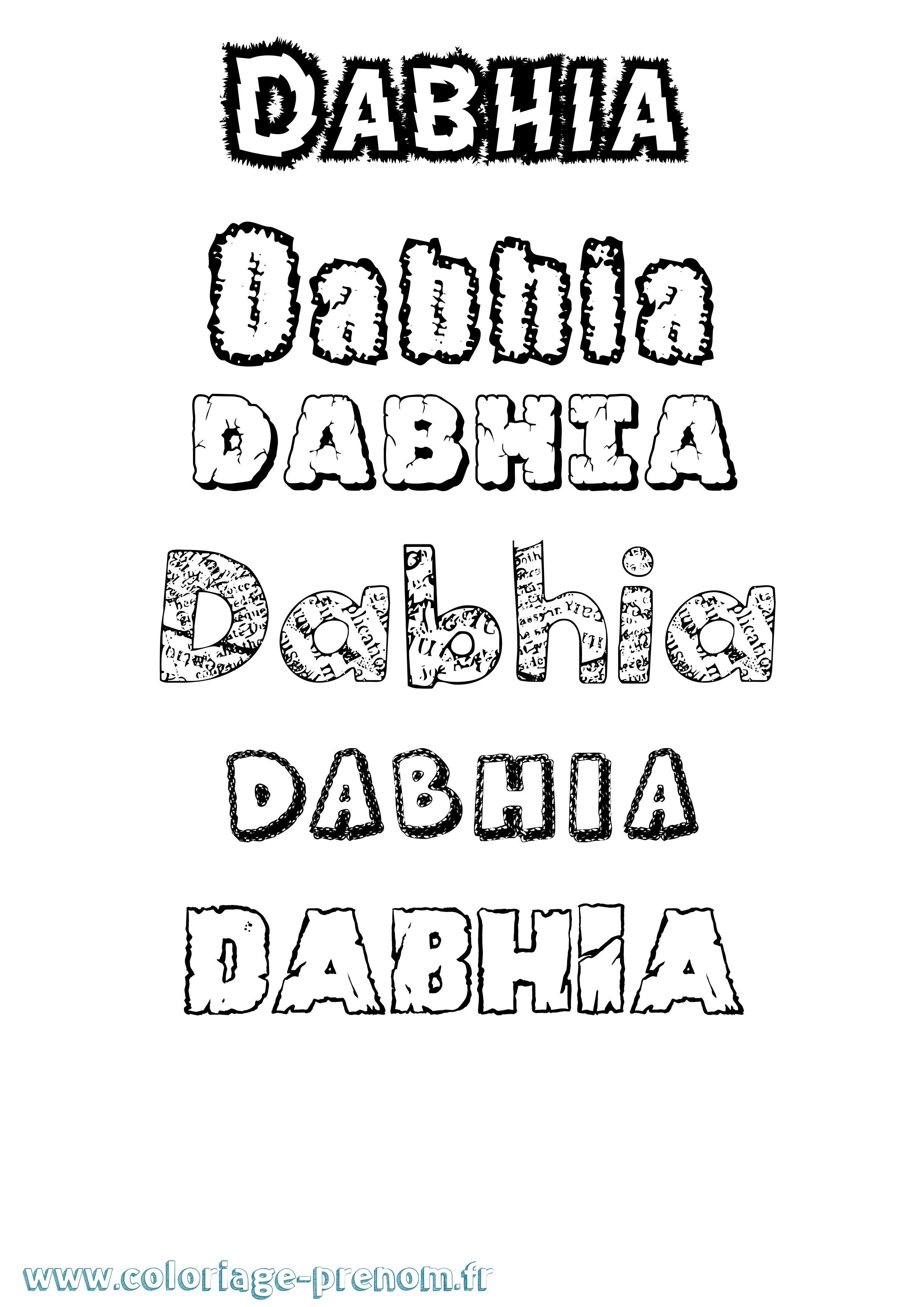 Coloriage Dabhia Destructuré Coloriage prénom Dabhia Destructuré