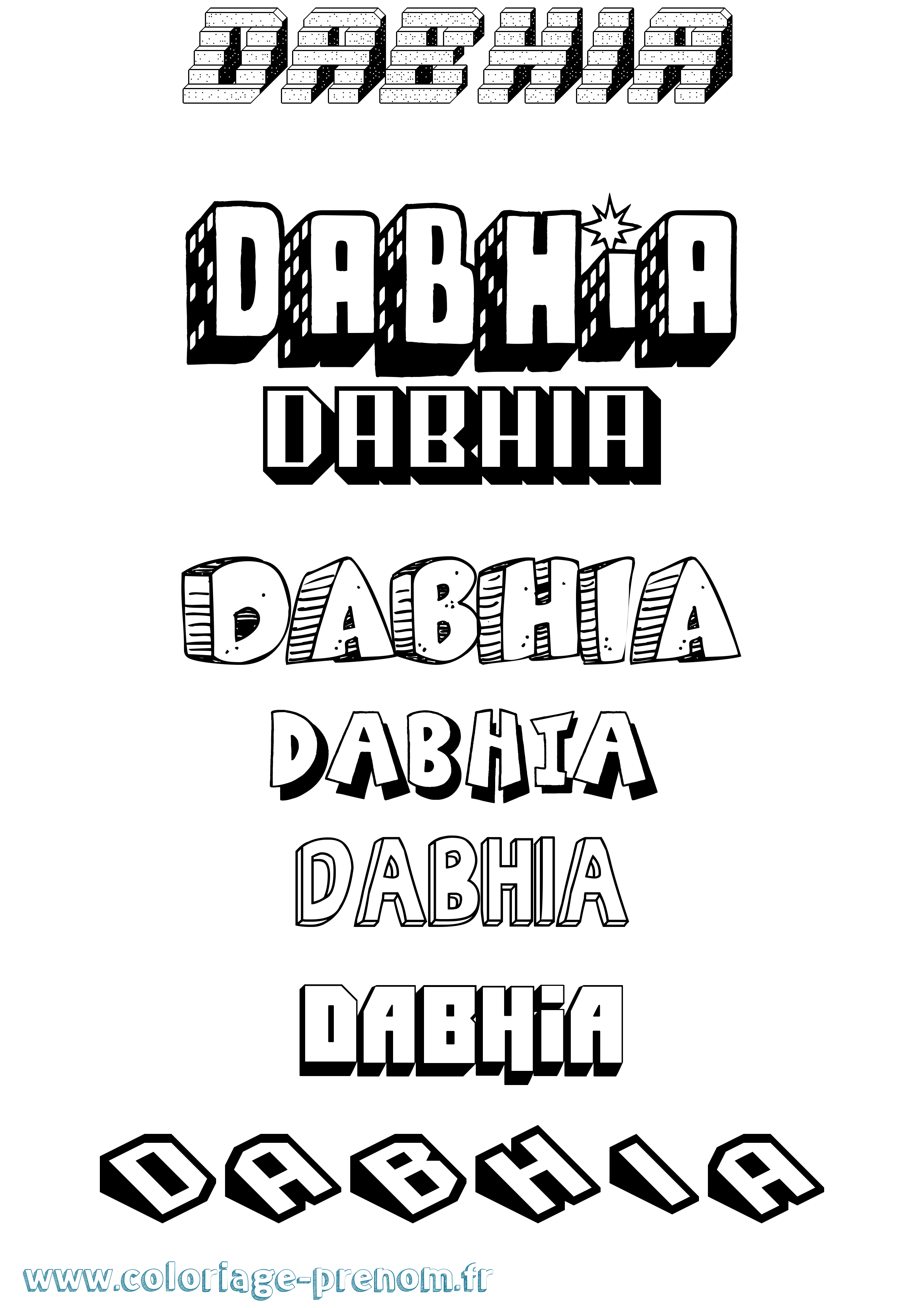 Coloriage Dabhia Effet 3D Coloriage prénom Dabhia Effet 3D
