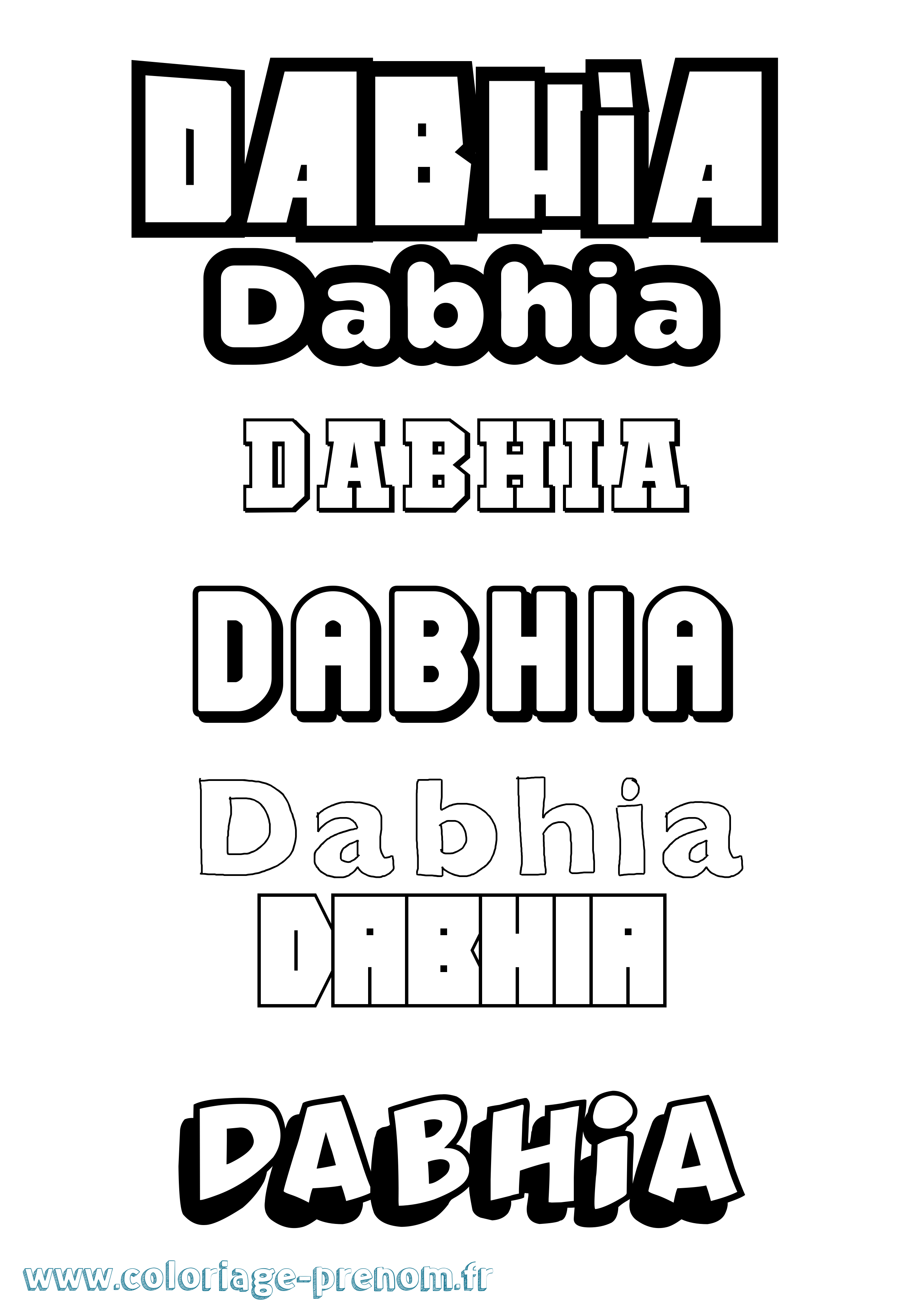 Coloriage Dabhia Simple Coloriage prénom Dabhia Simple