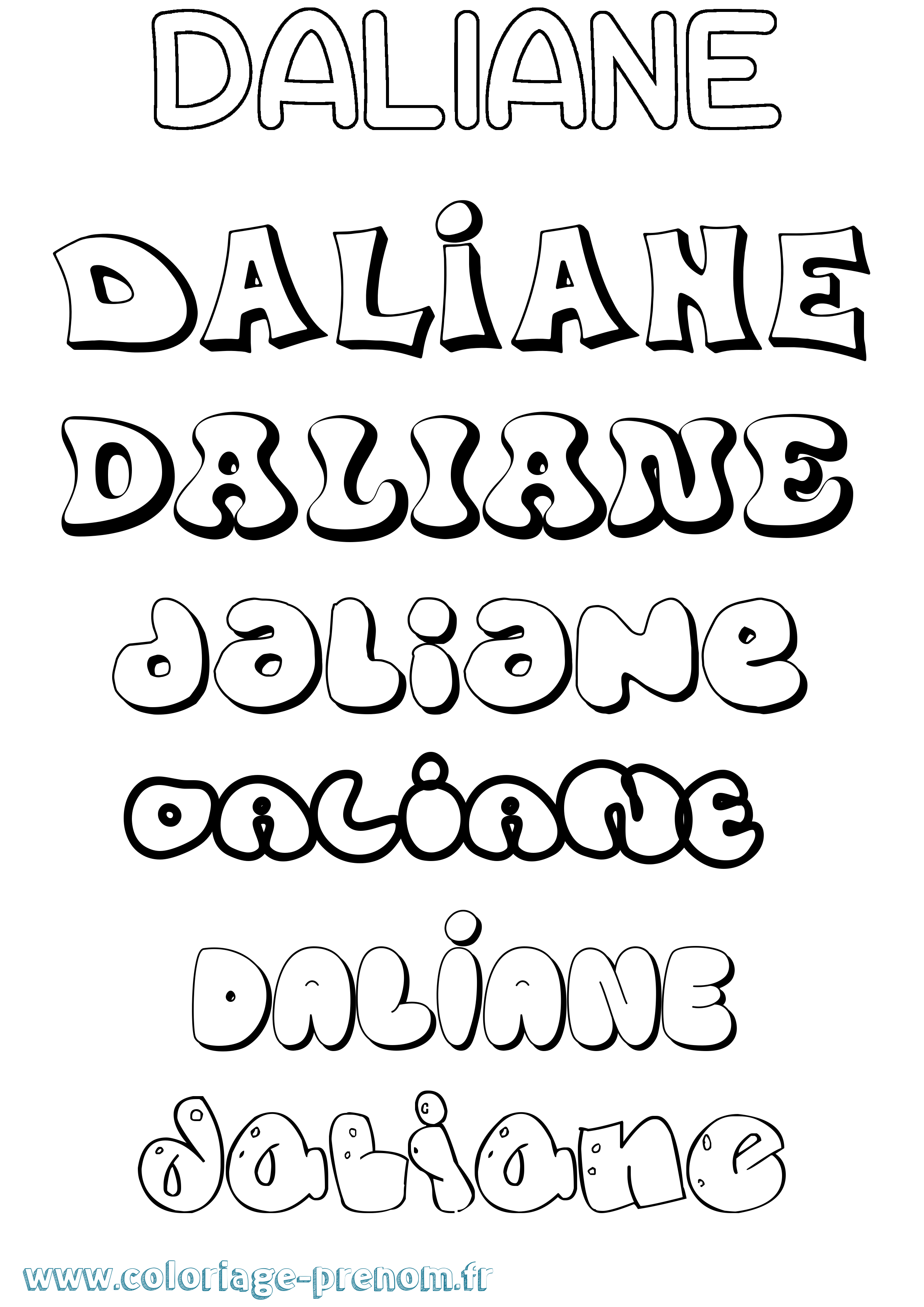 Coloriage Daliane Bubble Coloriage prénom Daliane Bubble